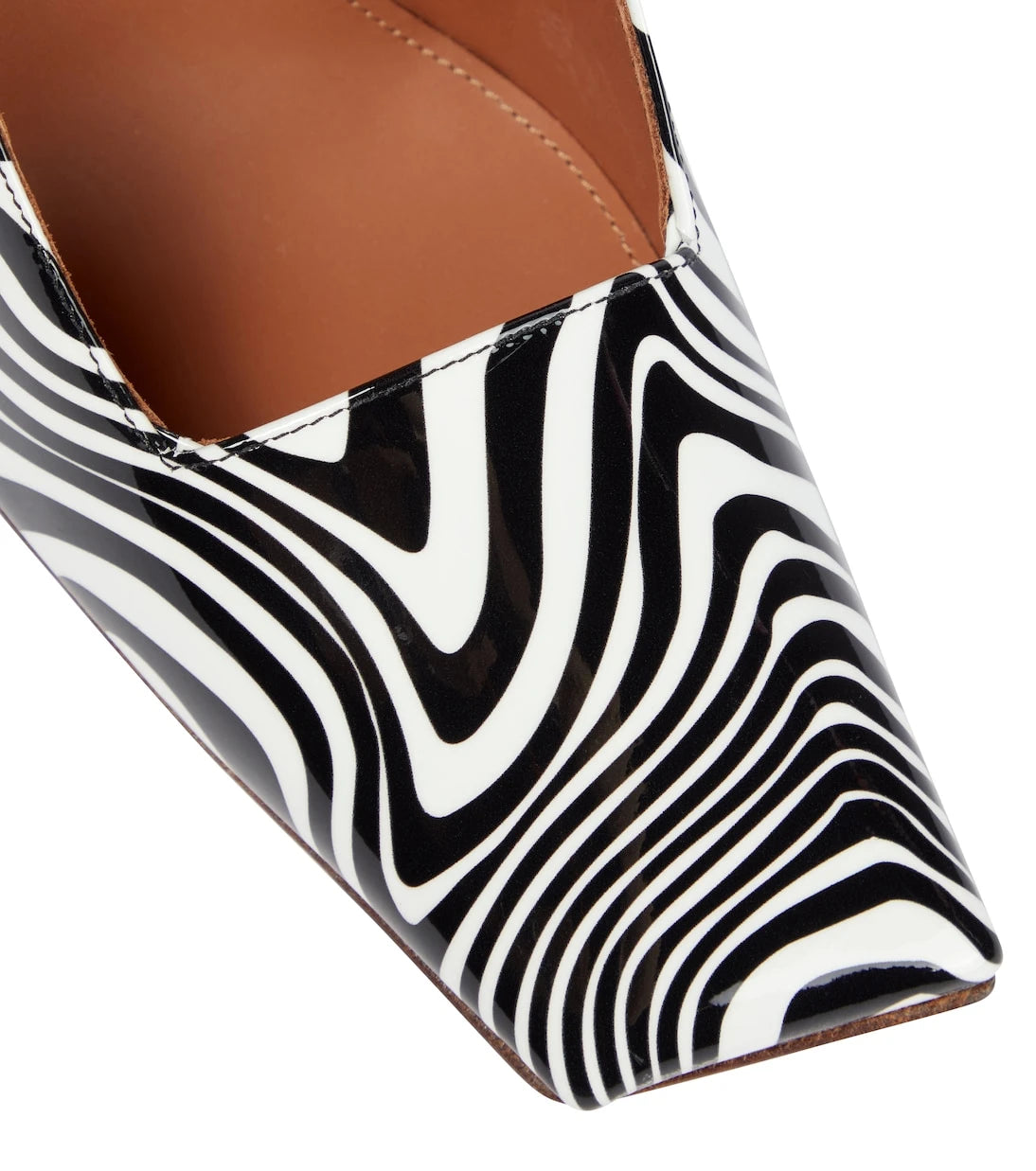 Vetements - Boomerang zebra-print leather pumps