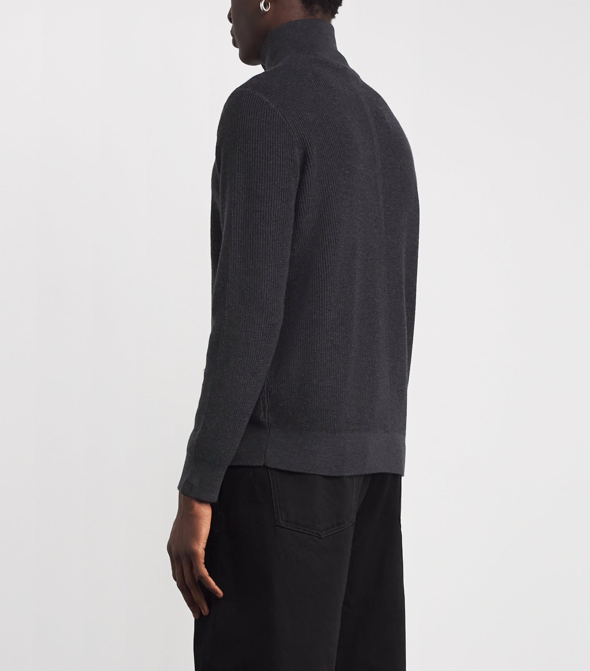 Wool-Blend Quarter Zip Sweater CHARC