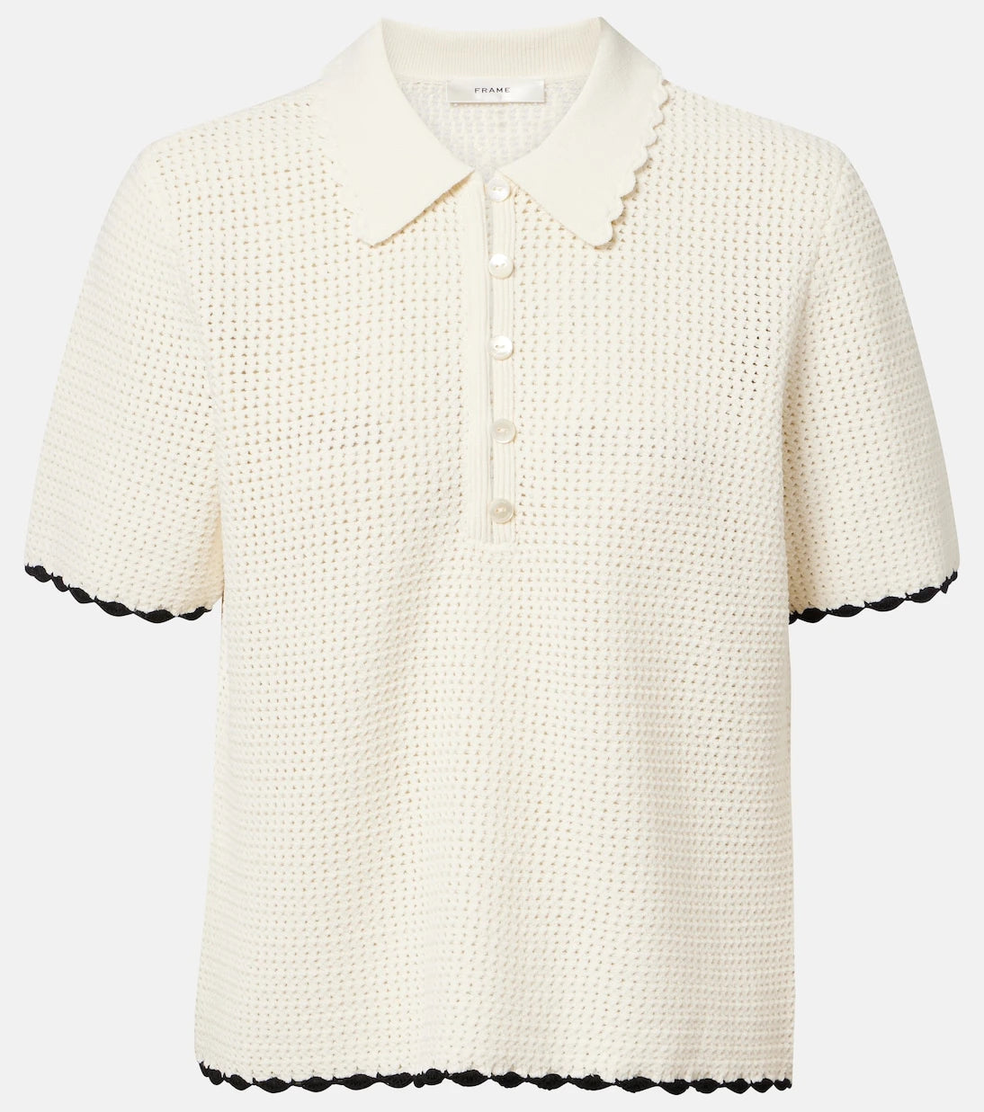 Frame - Daybreak crochet scalloped polo shirt