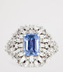 White Gold, Diamond and Sapphire Lion's Mane One Of A Kind Ring (Size 6.75)