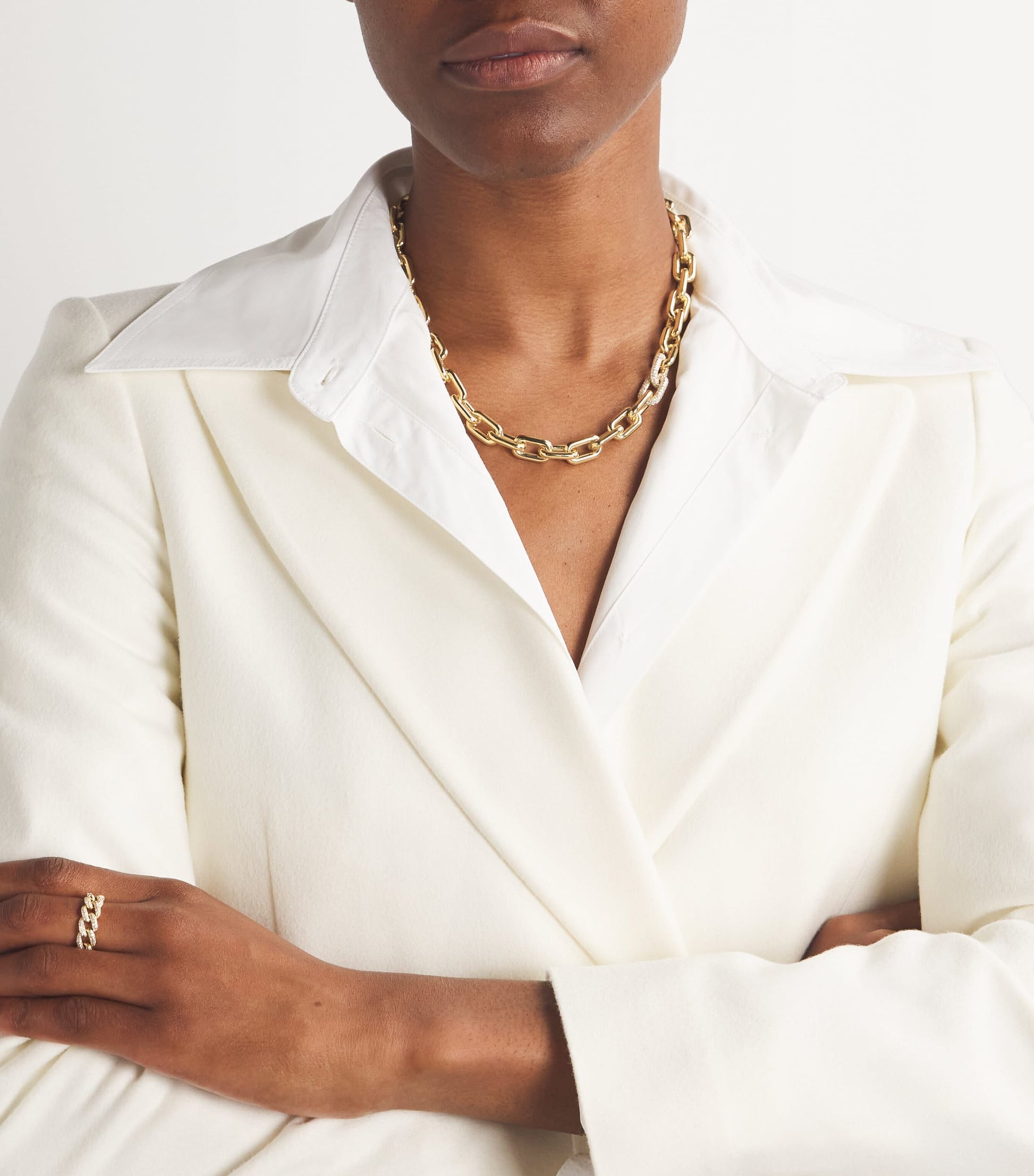 Yellow Gold and Diamond Pavé Link Necklace