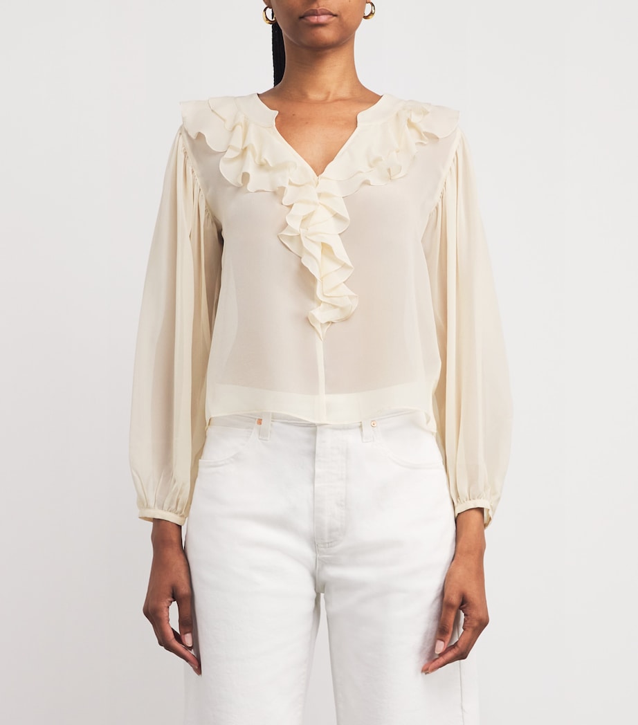 PAIGE White Silk Gemelli Blouse