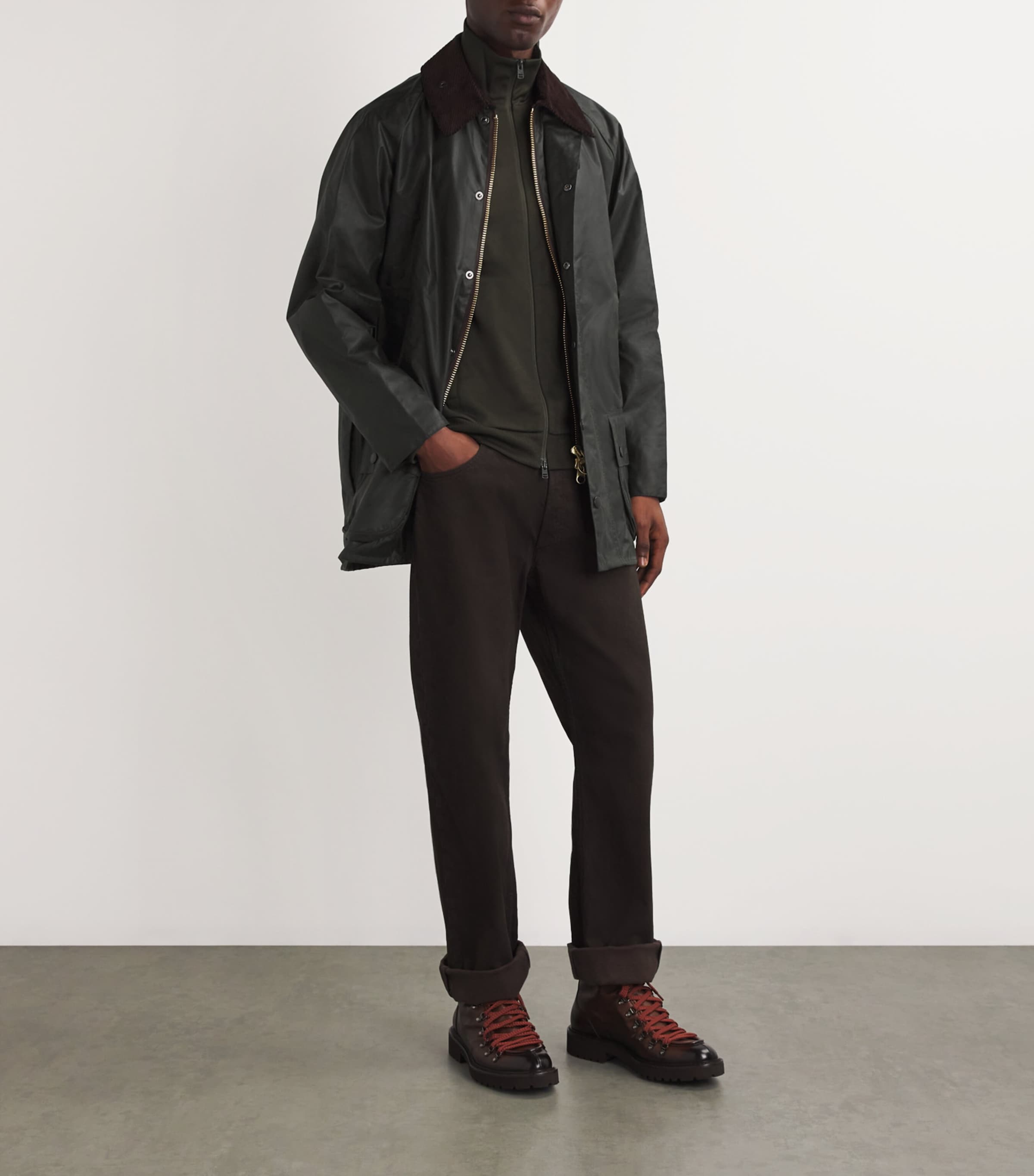 Barbour Green Waxed Beaufort Jacket