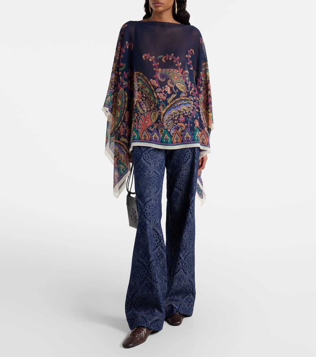 Etro - Printed silk crêpe de chine poncho