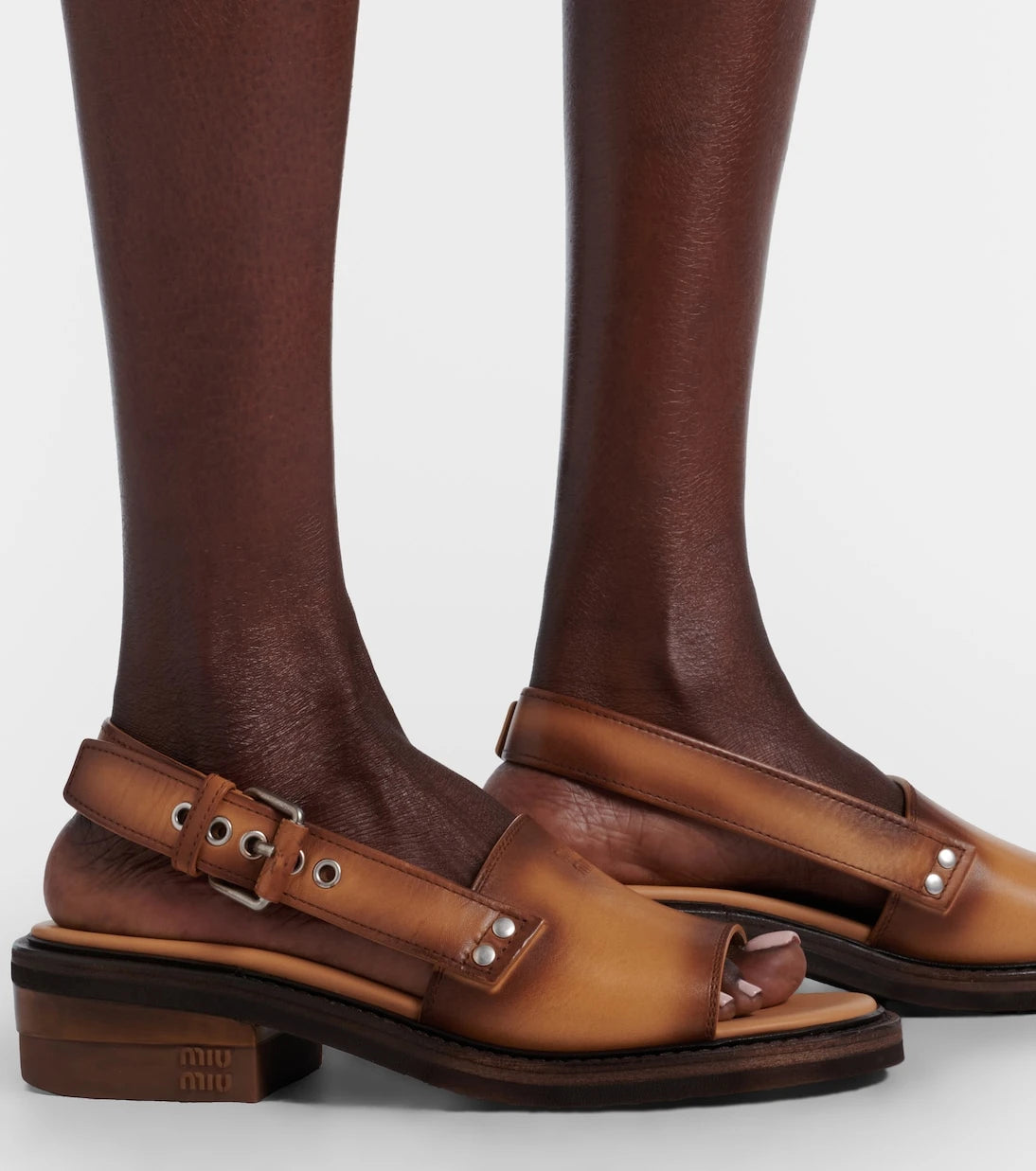 Miu Miu - Leather slingback sandals