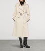 Burberry White Gabardine Fitzrovia Long Trench Coat