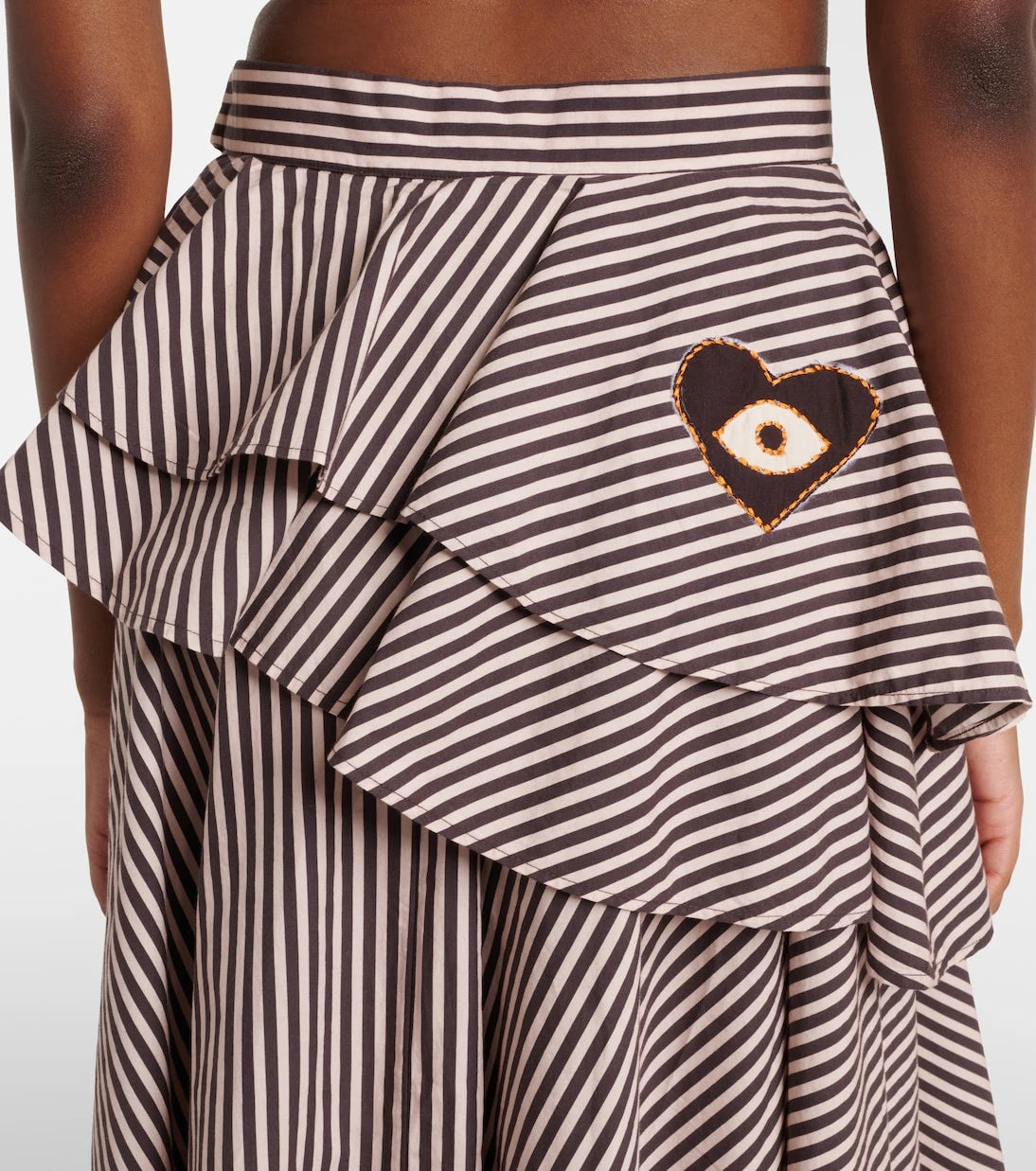 Alémais - Sirocco embroidered striped cotton maxi skirt