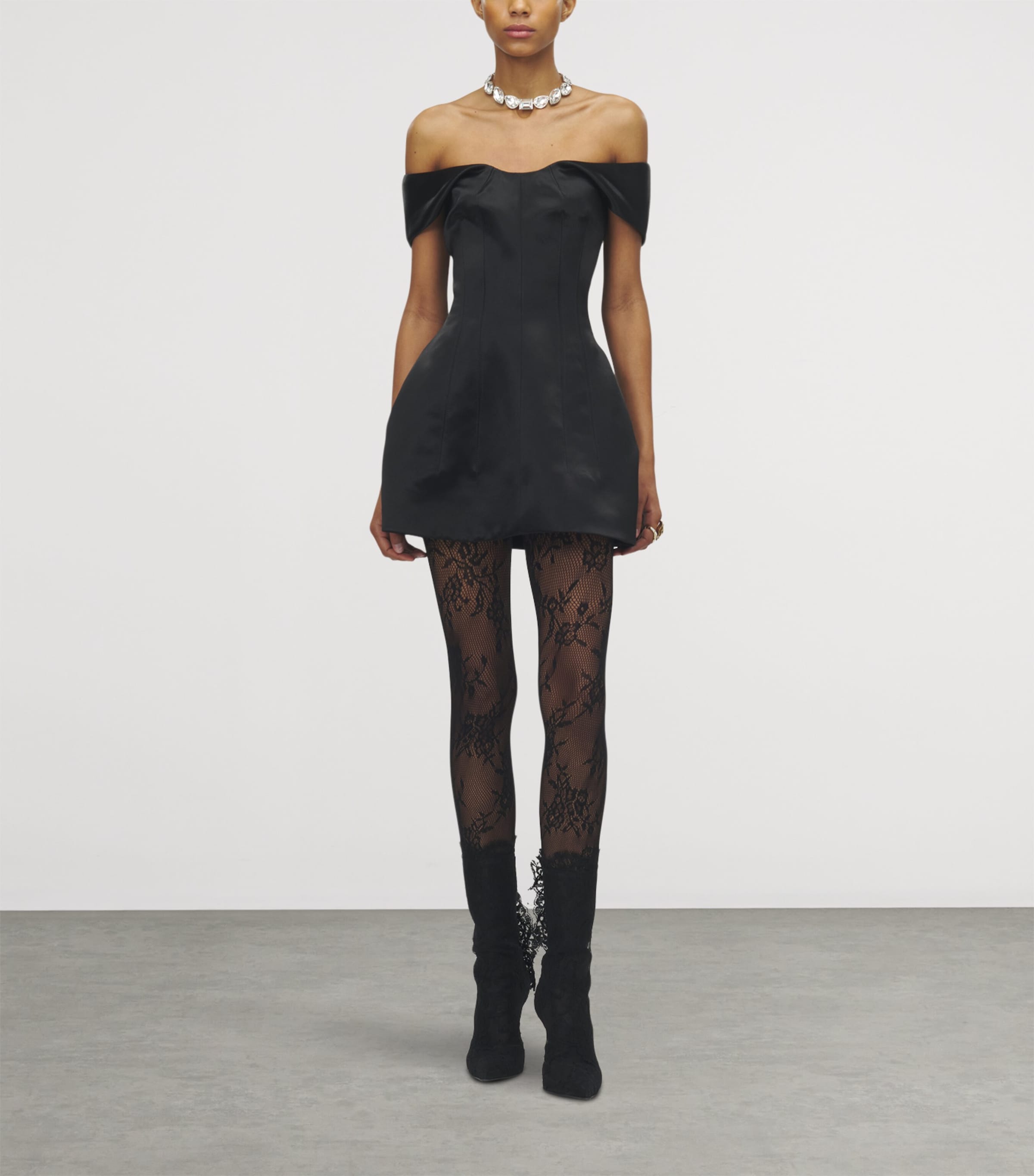 McQueen Black Off-The-Shoulder Mini Dress
