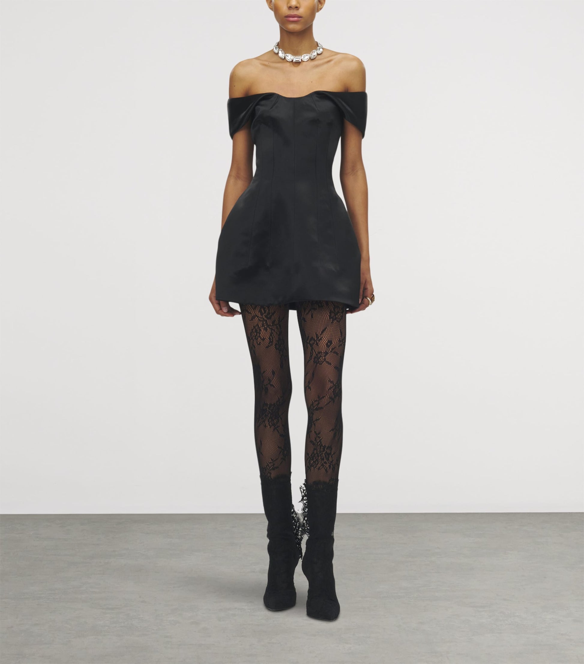 McQueen Black Off-The-Shoulder Mini Dress