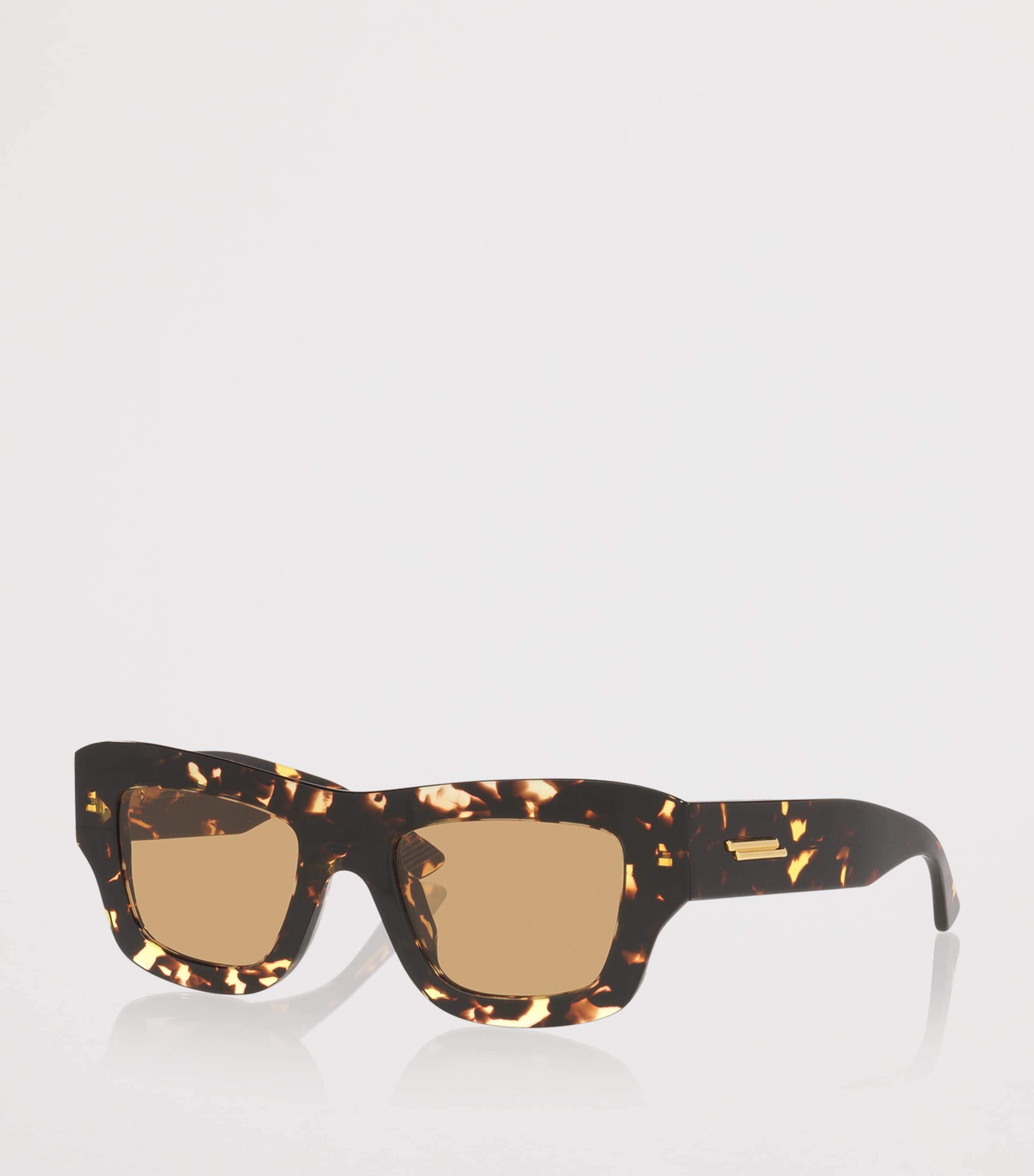 Bottega Veneta Brown Acetate Ultra-Thin Squared Sunglasses