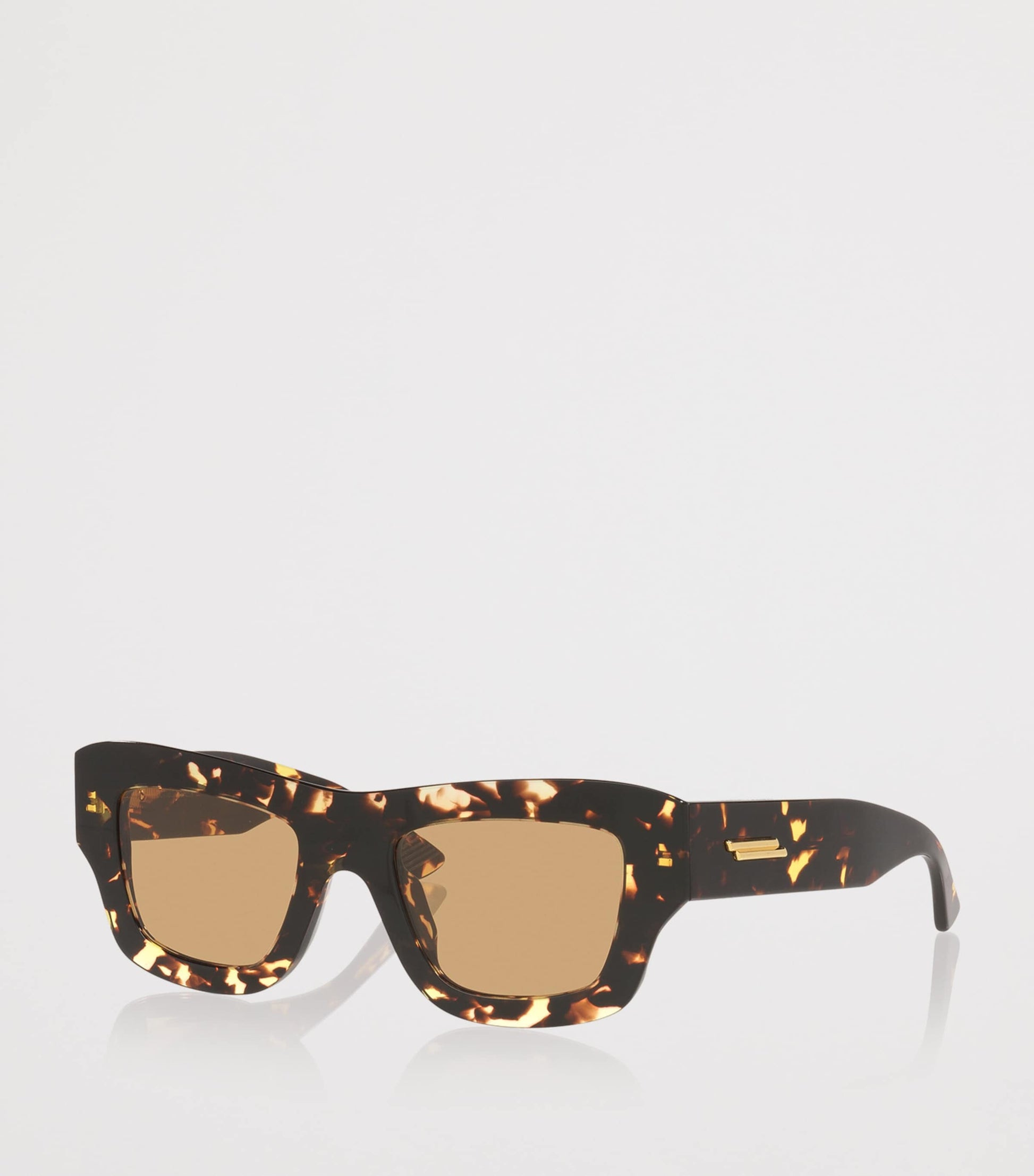 Bottega Veneta Brown Acetate Ultra-Thin Squared Sunglasses