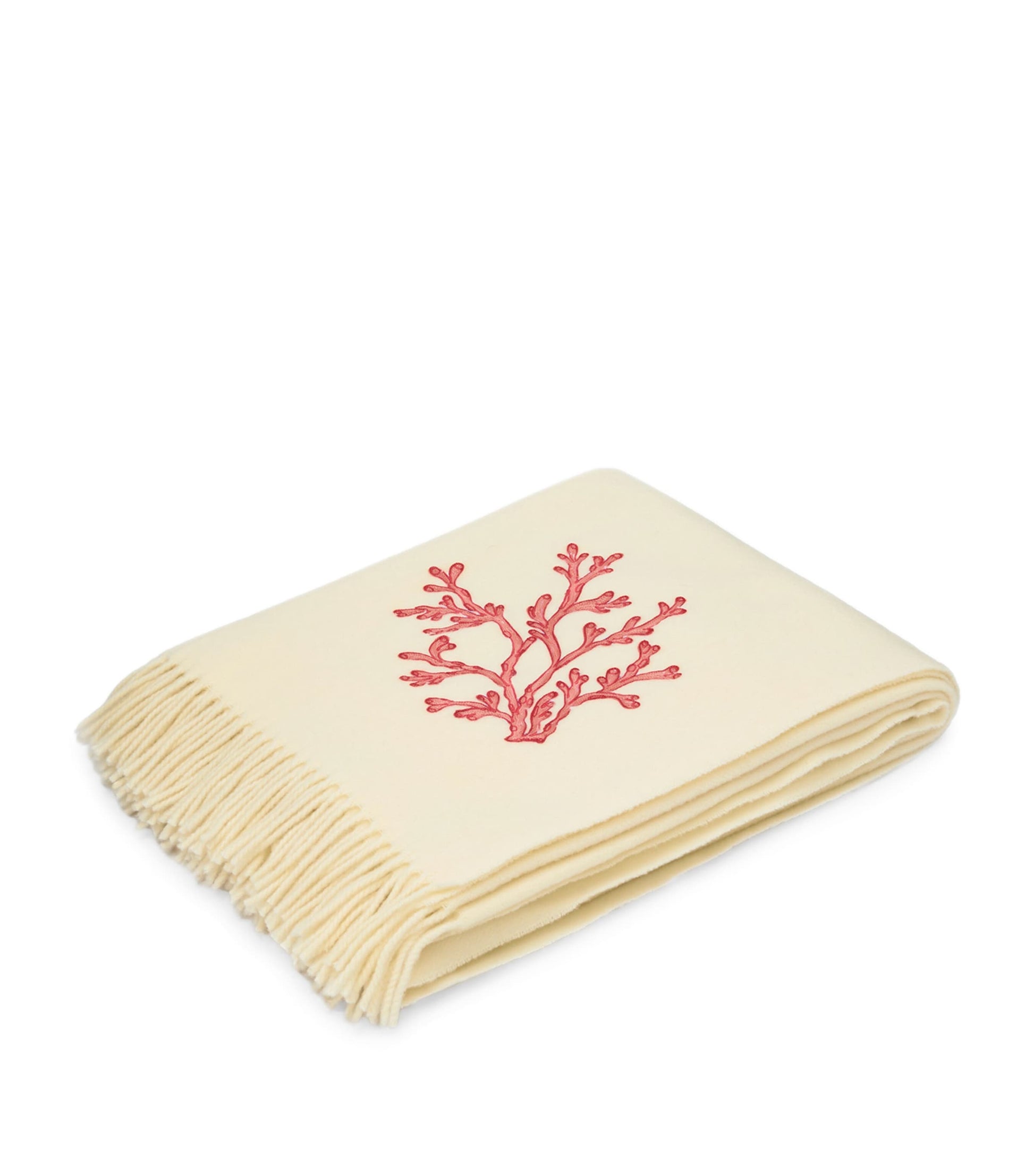Virgin Wool Red Coral Throw (132cm × 159cm)