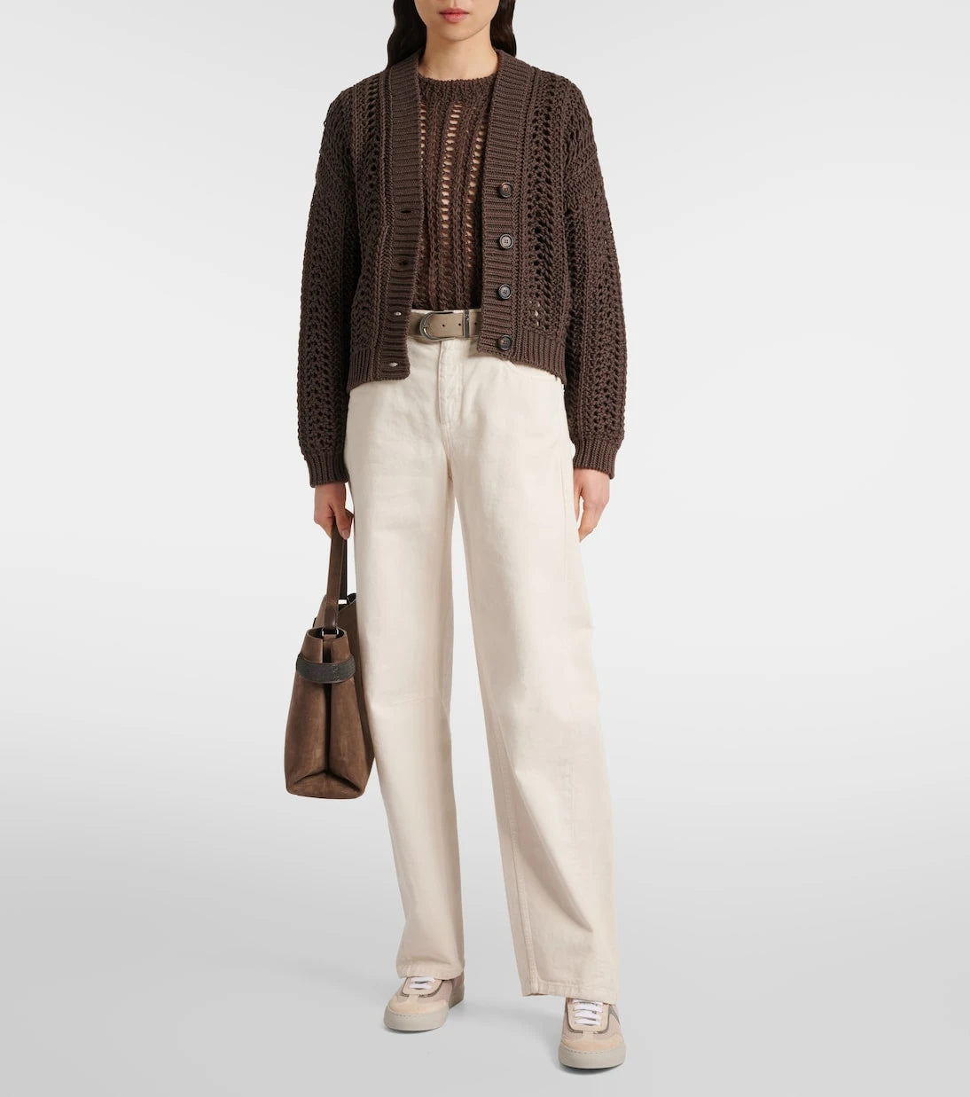Brunello Cucinelli - Monili suede and mesh sneakers