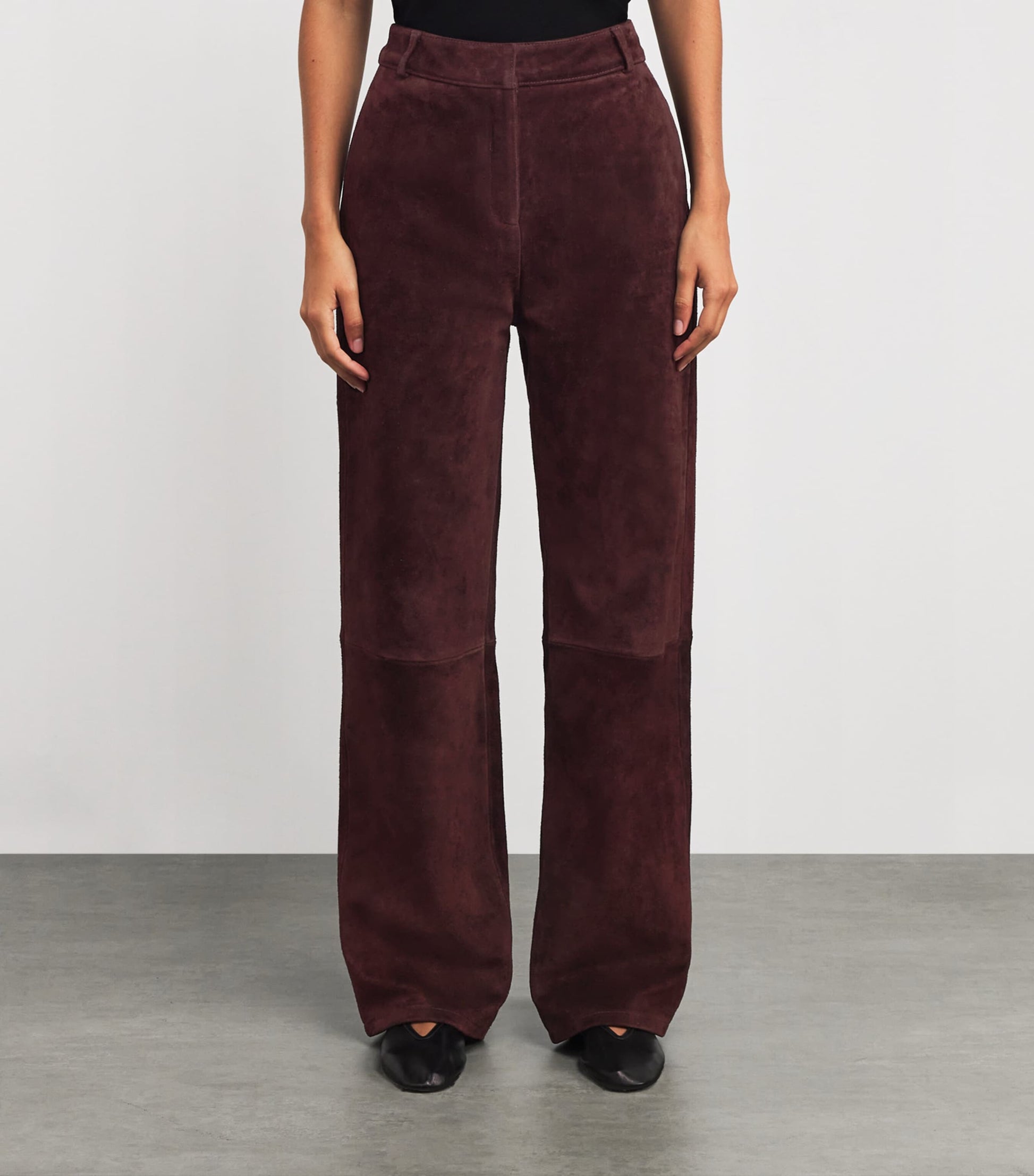 Arma Burgundy Sole Suede Straight Trousers