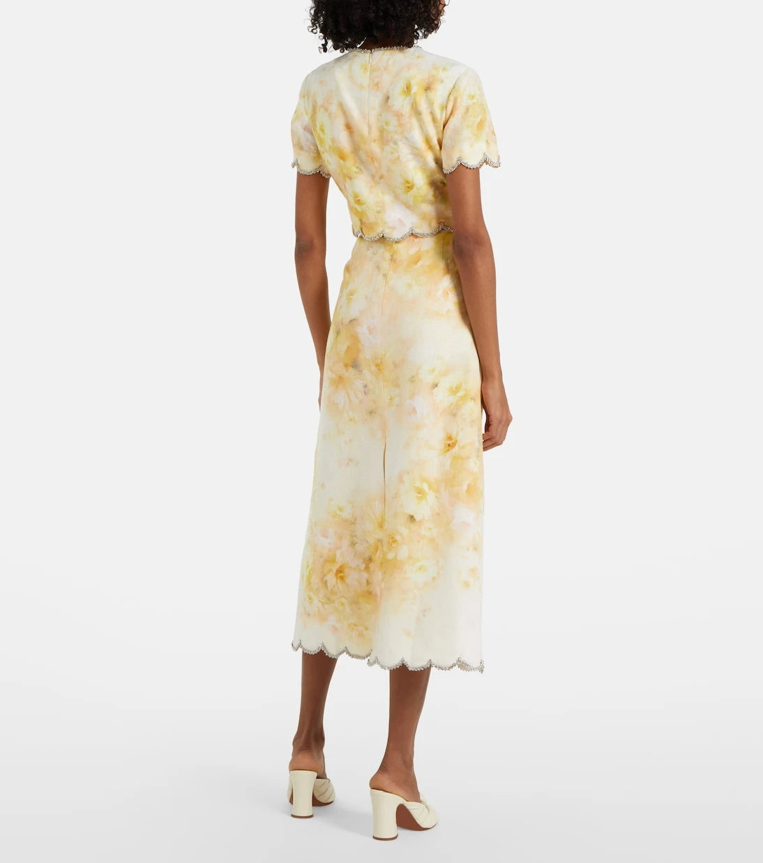Zimmermann - Crush scalloped cropped silk top