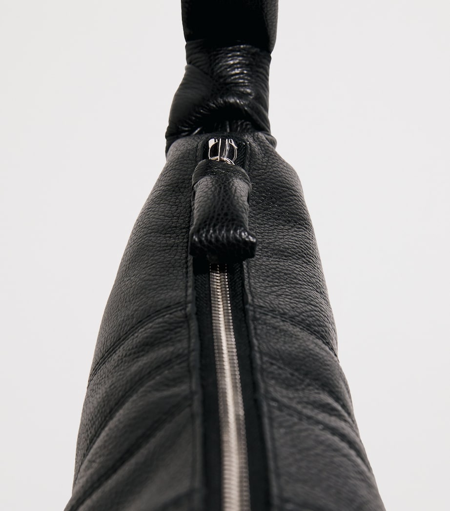 Medium Grained Leather Croissant Shoulder Bag