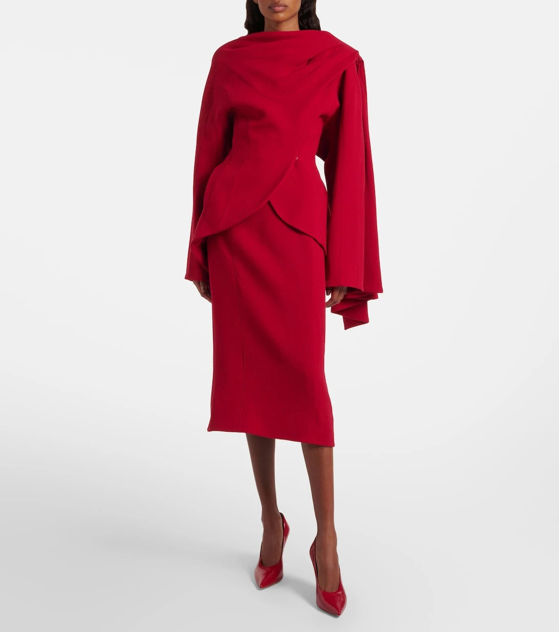 Mugler - re/edit virgin wool high-rise pencil skirt