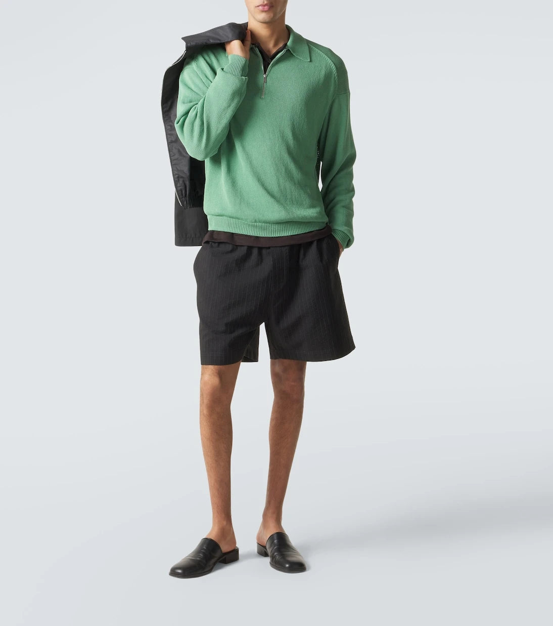Studio Nicholson - Starboard striped cotton and wool shorts