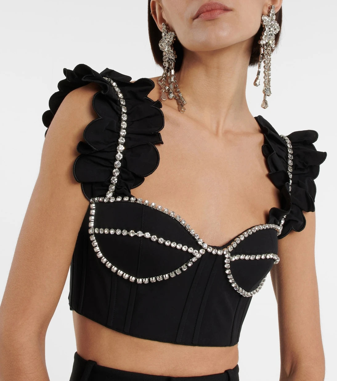 Area - Embellished cotton bustier top