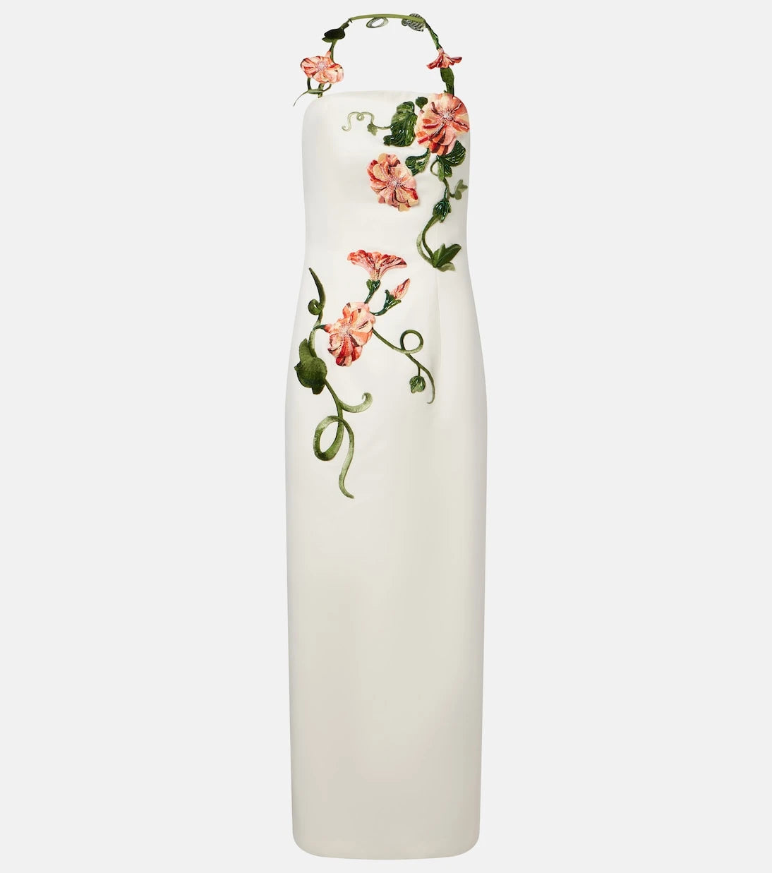 Leo Lin - Floral-appliqué halterneck gown