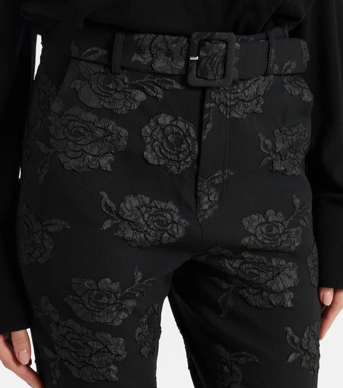 Rotate - Floral jacquard capri pants