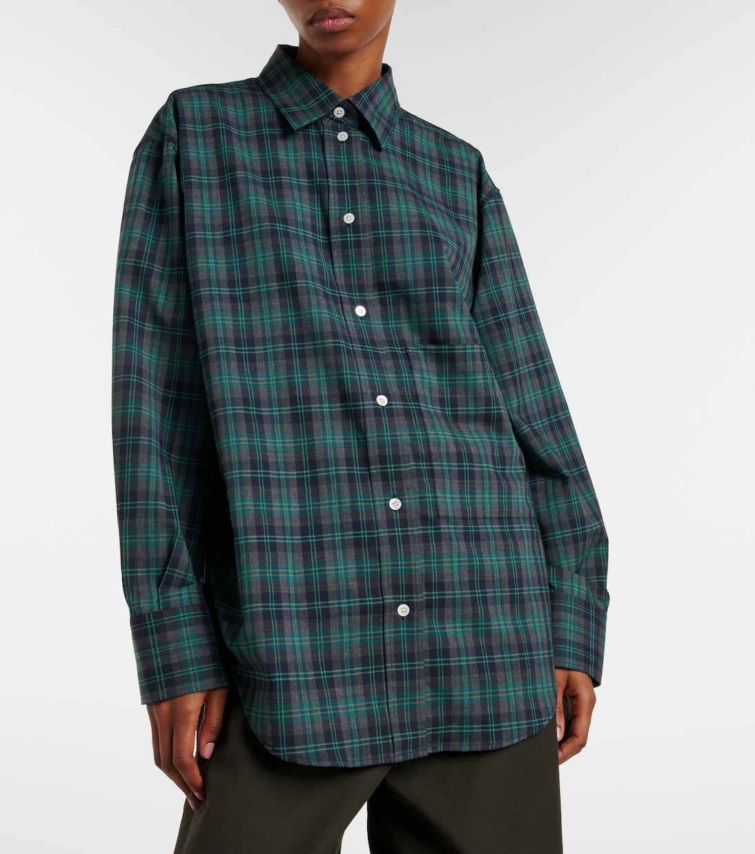 Róhe - Checked oversized wool-blend shirt