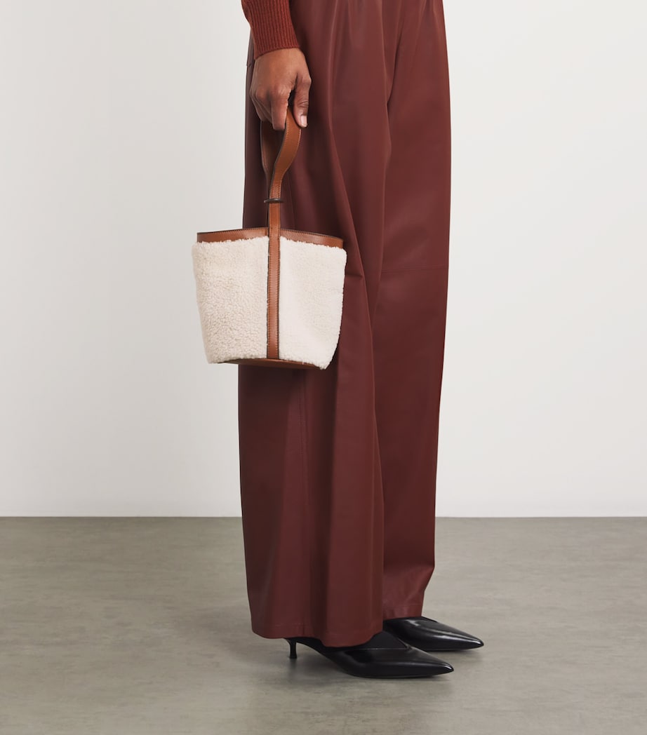 Multi Shearling-Leather Bucket Bag