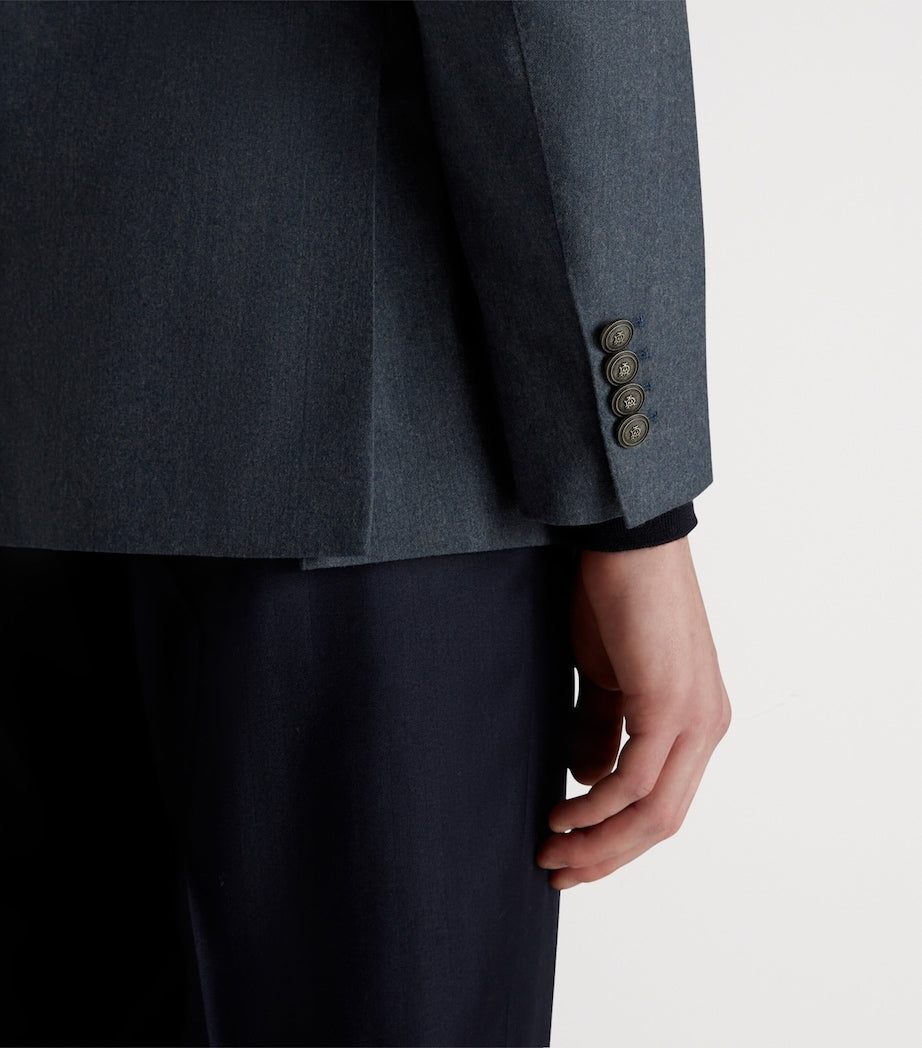 Blue Superfine Merino Wool Flannel Cavendish Blazer