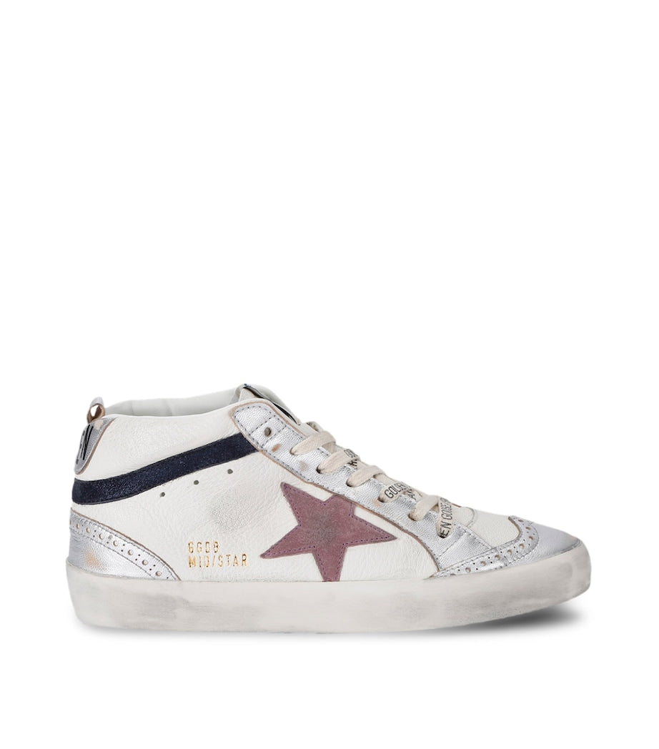 White Leather Mid Star Sneakers