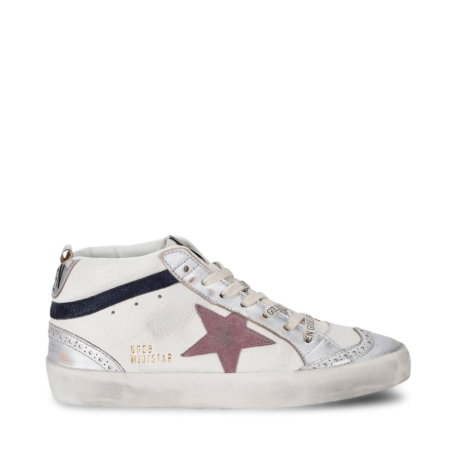 White Leather Mid Star Sneakers