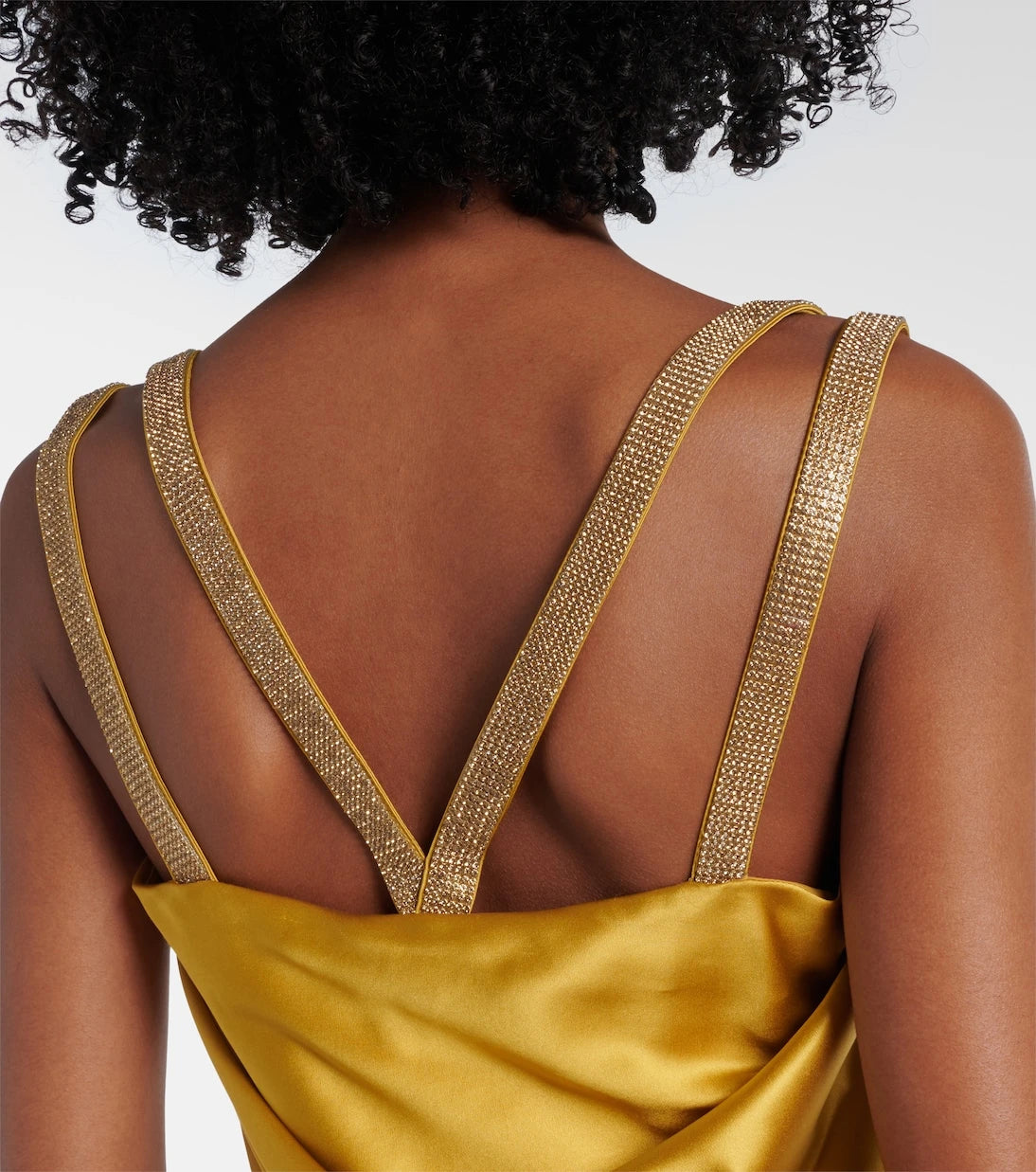 Versace - Safety Pin embellished silk satin gown