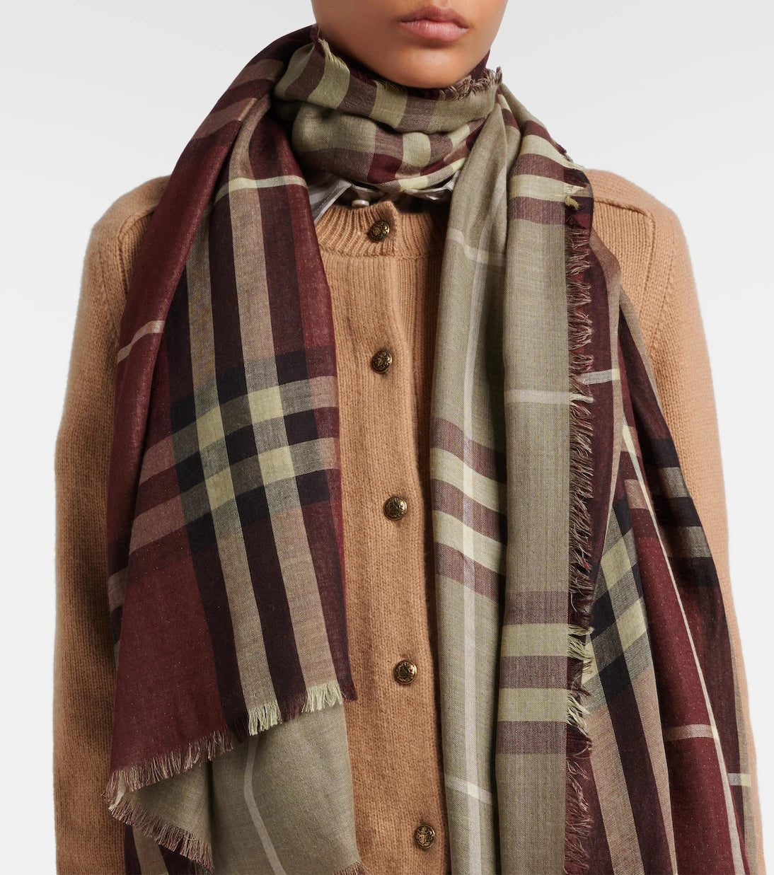 Burberry - Burberry Check wool and silk scarf