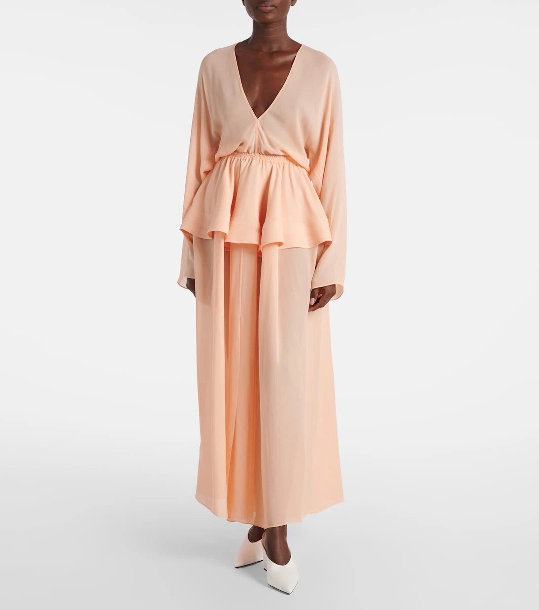 Alaïa - Peplum georgette maxi dress