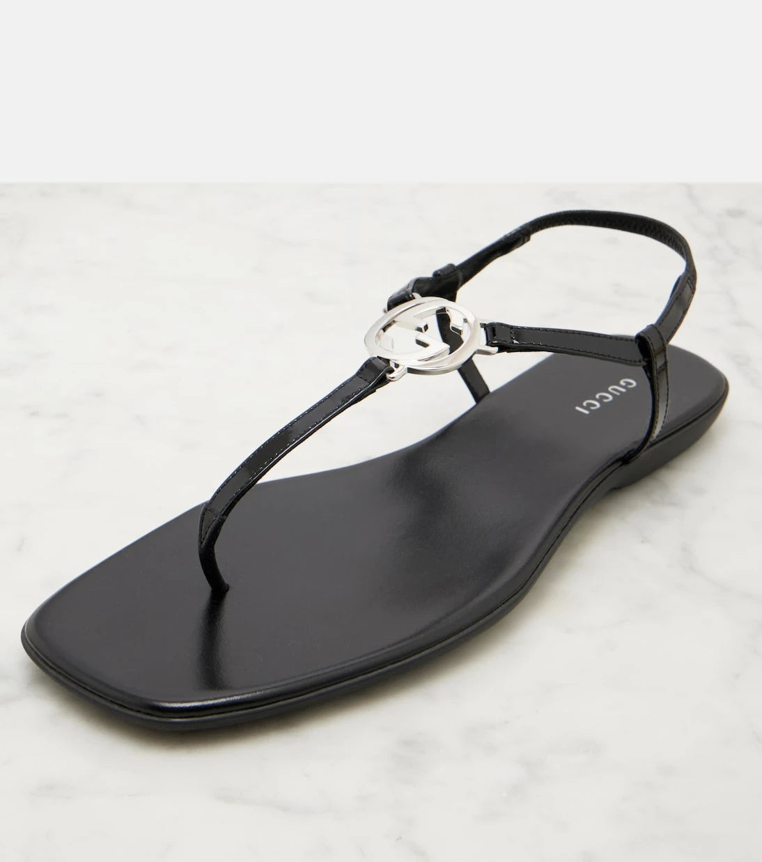 Gucci - Interlocking G patent leather thong sandals