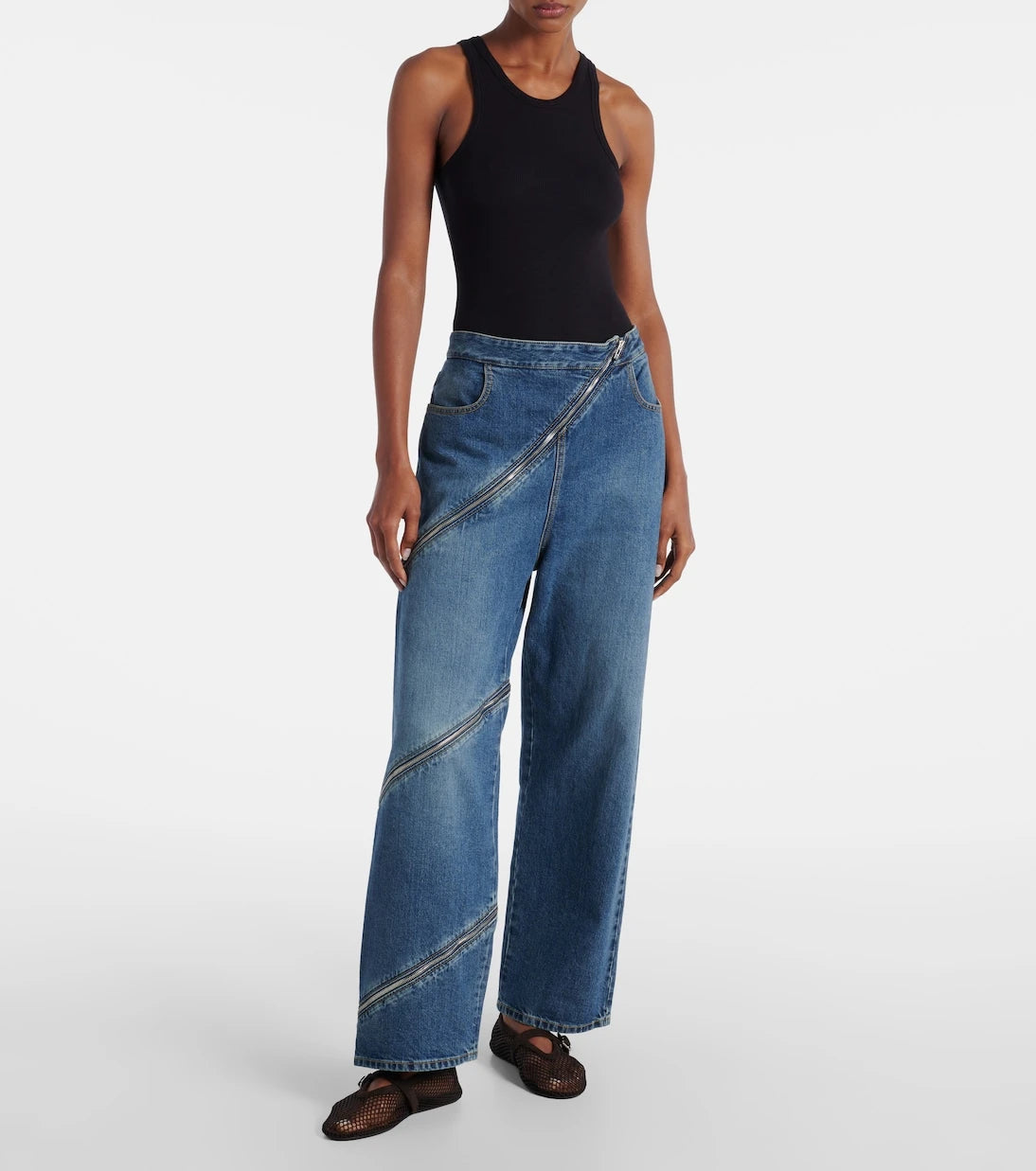 Alaïa - Suede-trimmed mesh ballet flats