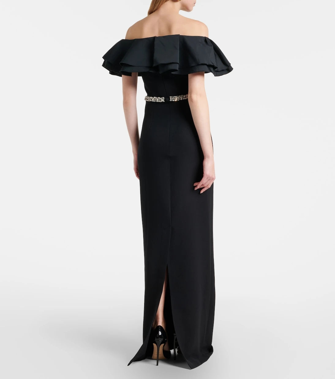 Safiyaa - Ryan crystal-embellished ruffled crêpe gown