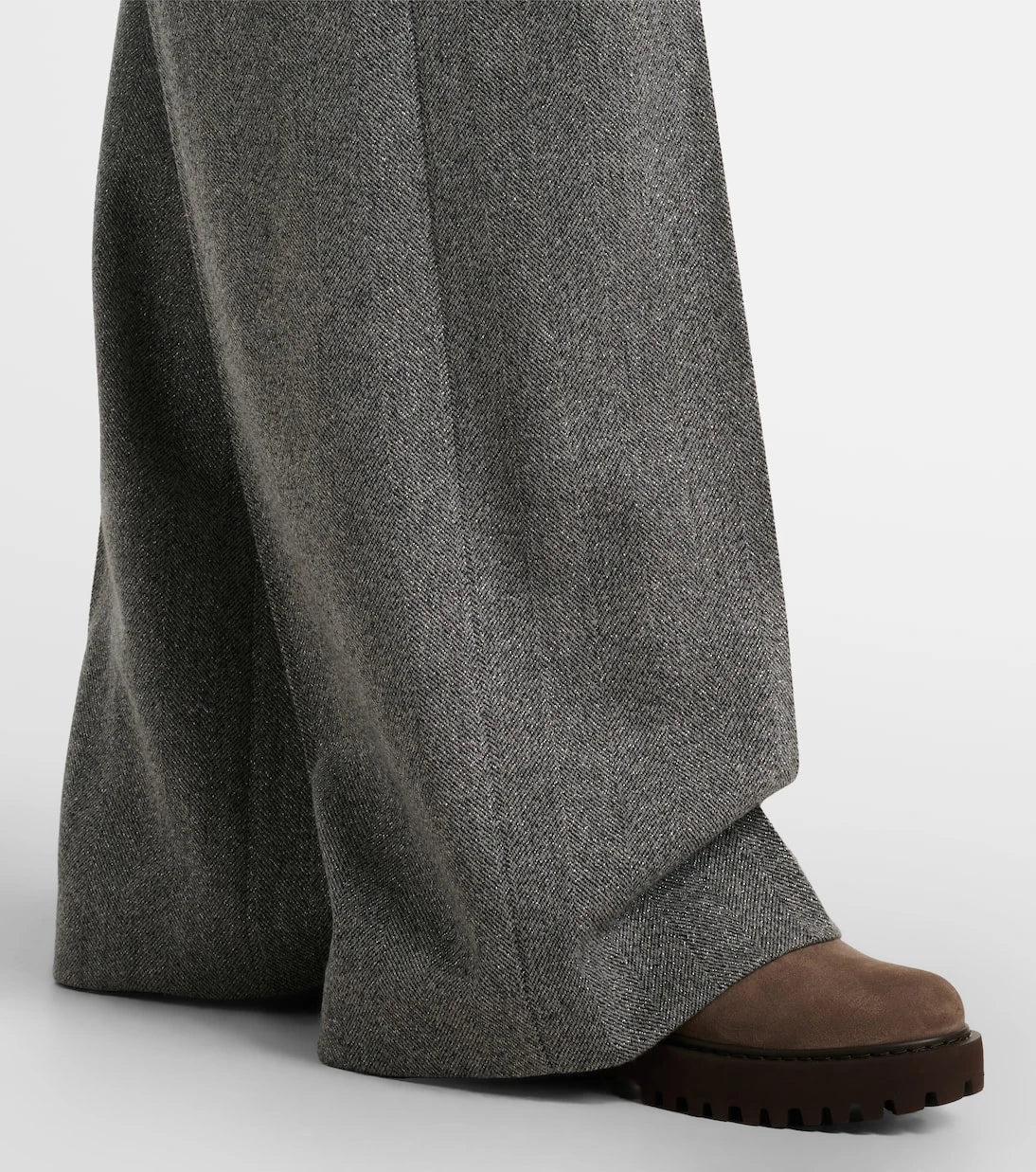 Brunello Cucinelli - Monili herringbone wool-blend wide-leg pants
