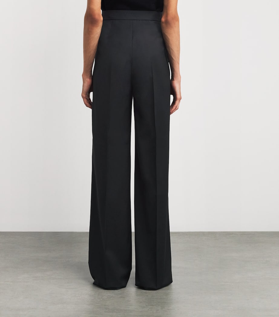 Black Wool Straight-Leg Trousers