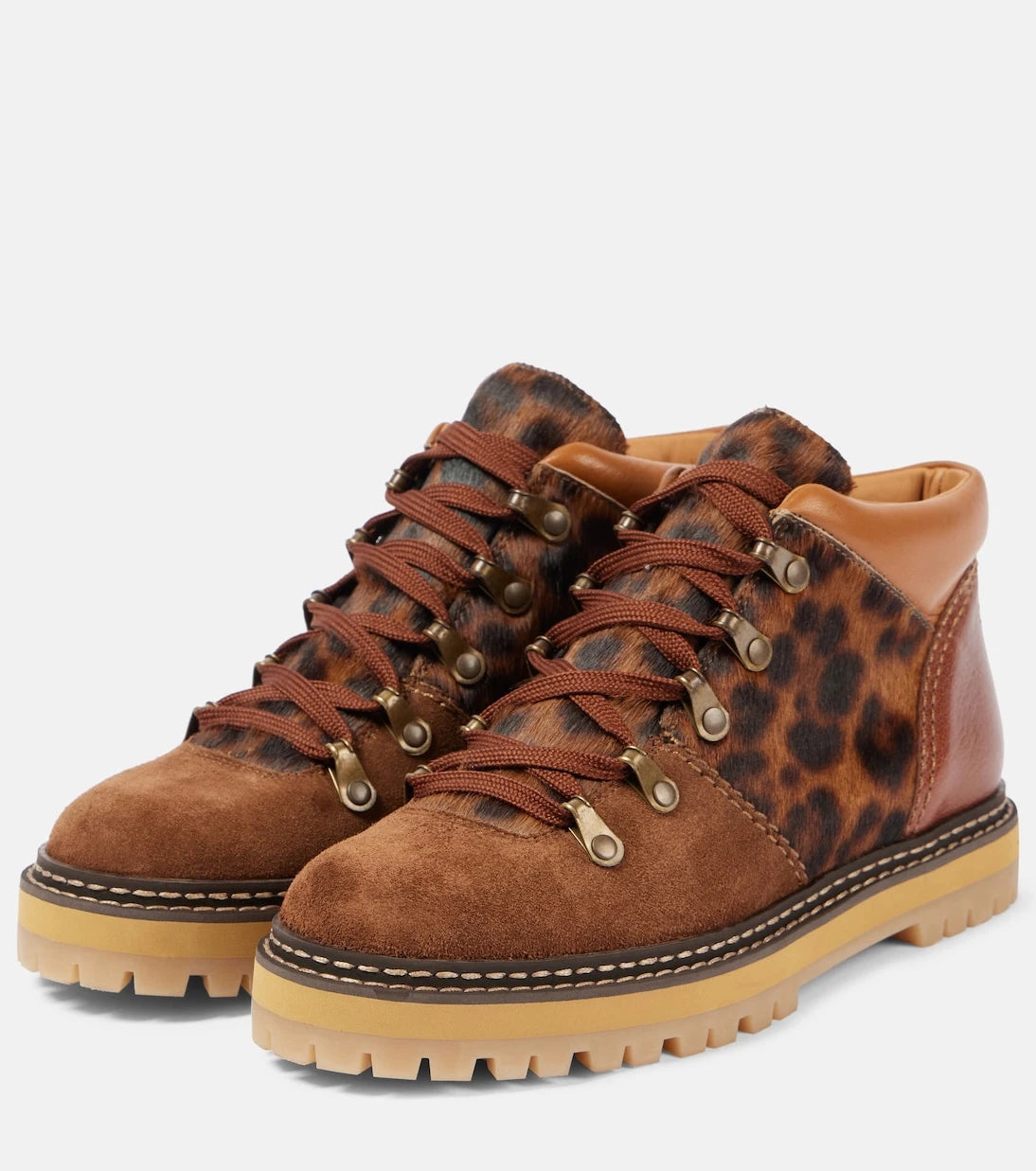 See By Chloé - Eileen leopard-print suede lace-up boots