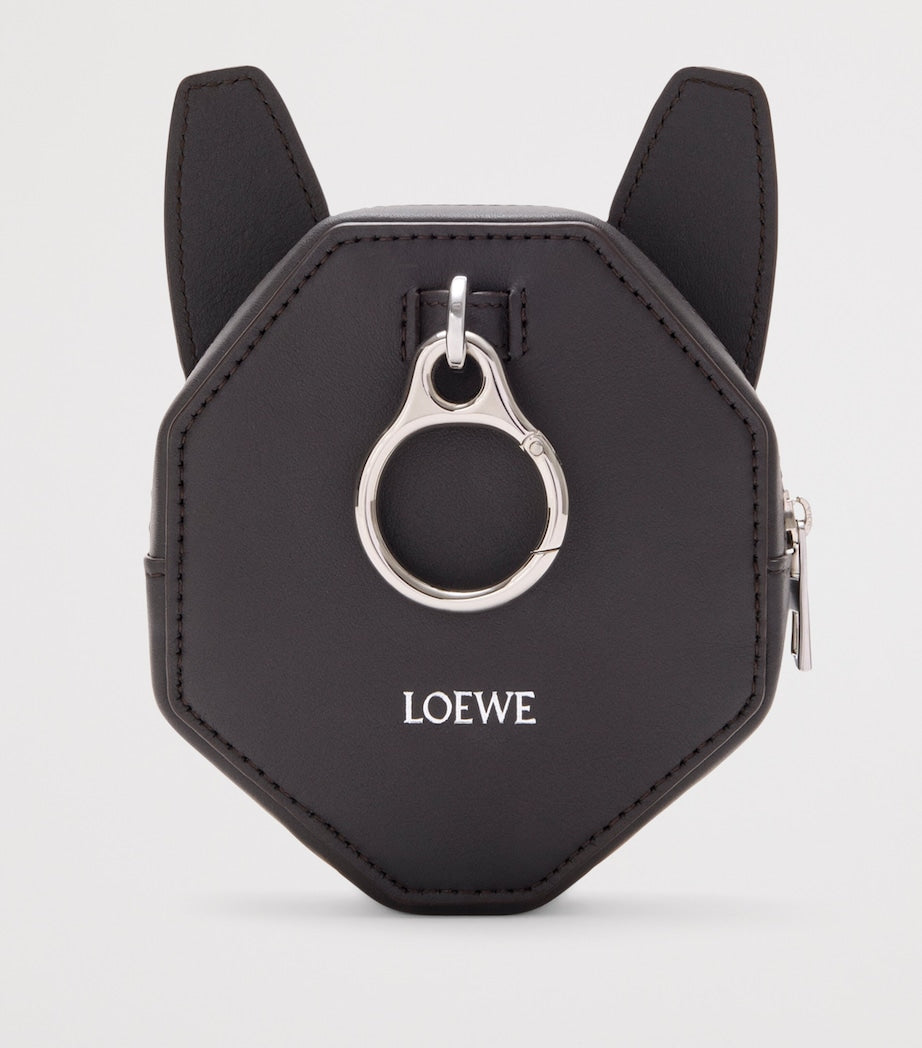 LOEWE Black Leather Futurist Cat Coin Purse
