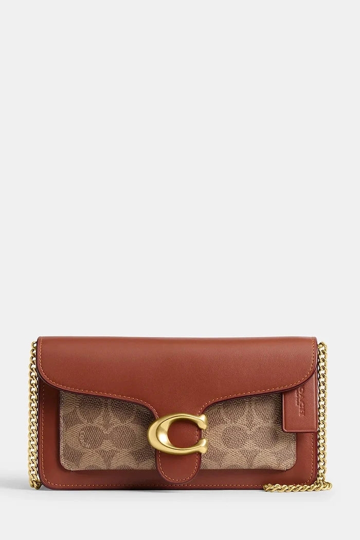 Кожена чанта Coach Tabby Chain Clutch In Signature Canvas