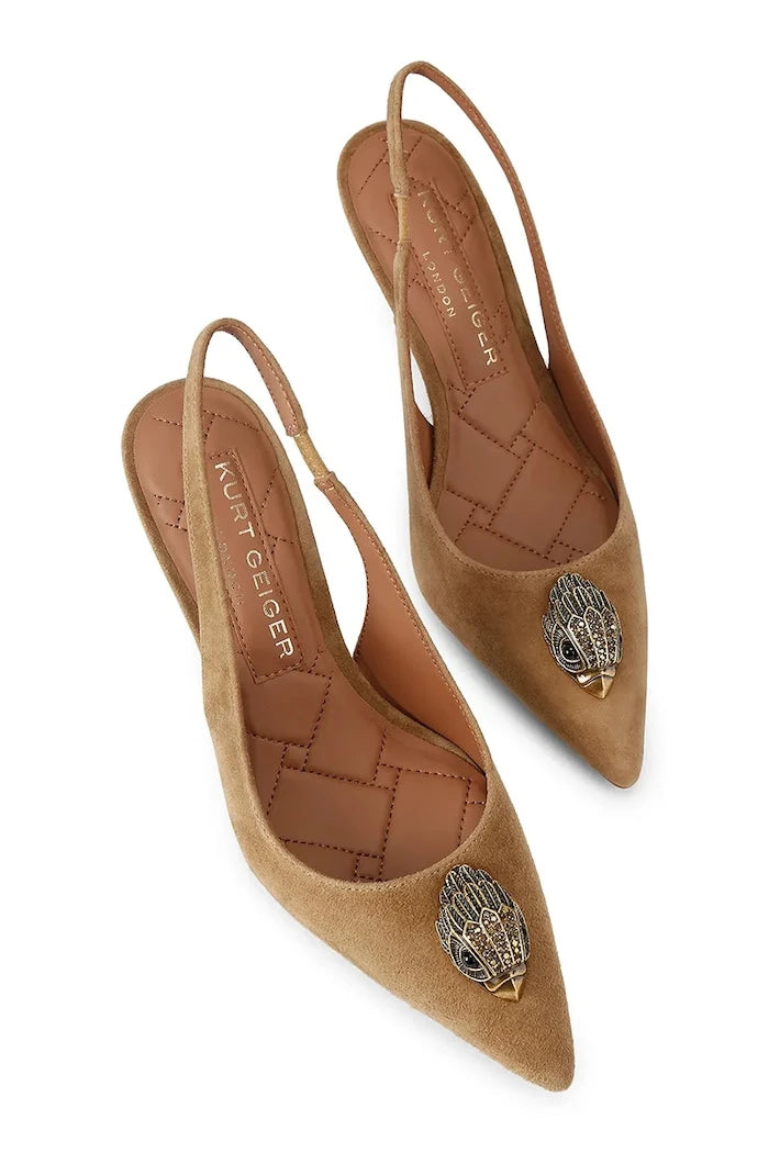 Kurt Geiger London Belgravia Sling 85 Tan Süet Topuklu Ayakkabı