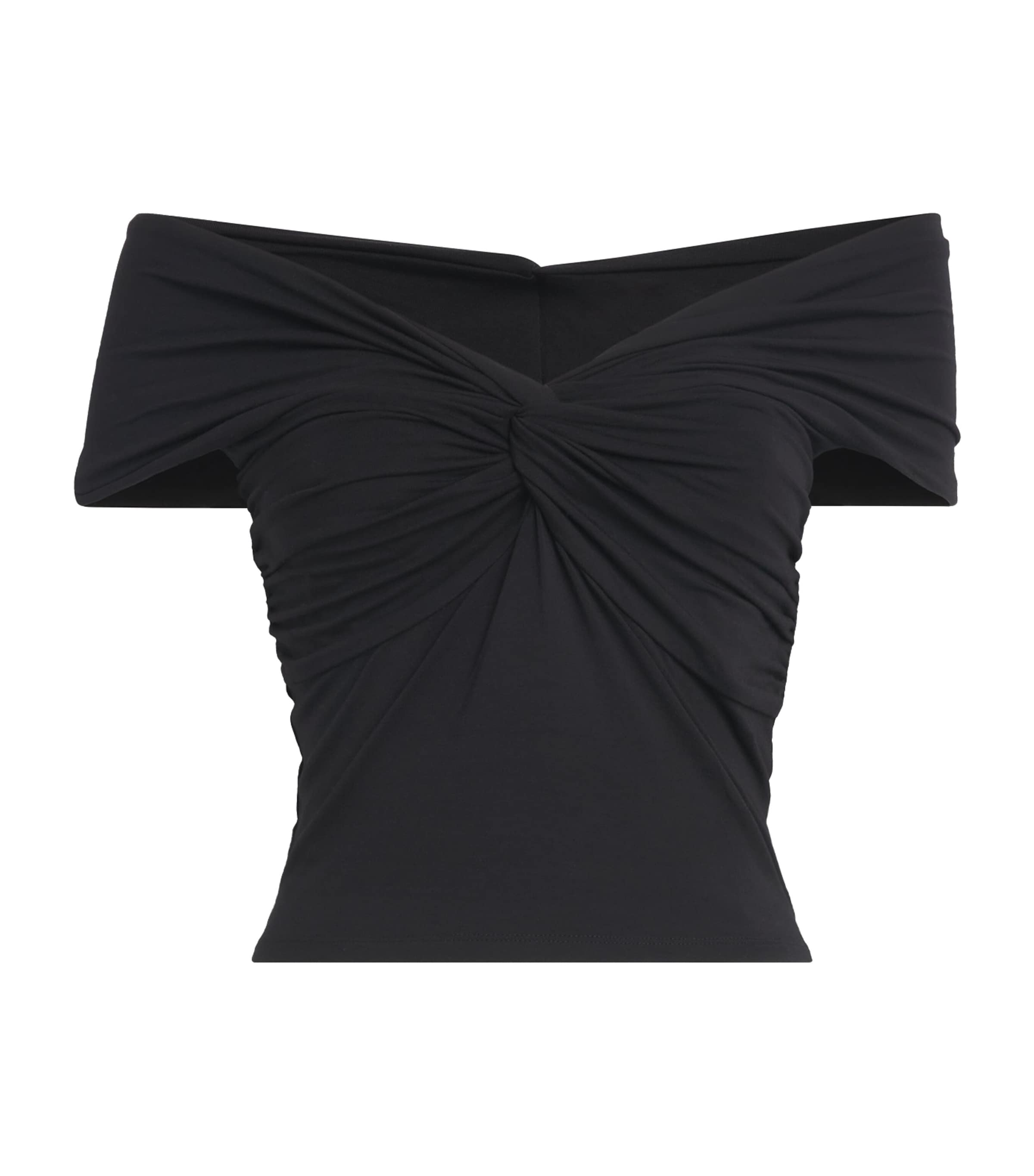 Good American Black Stretch-Jersey Twist Off Crop Top