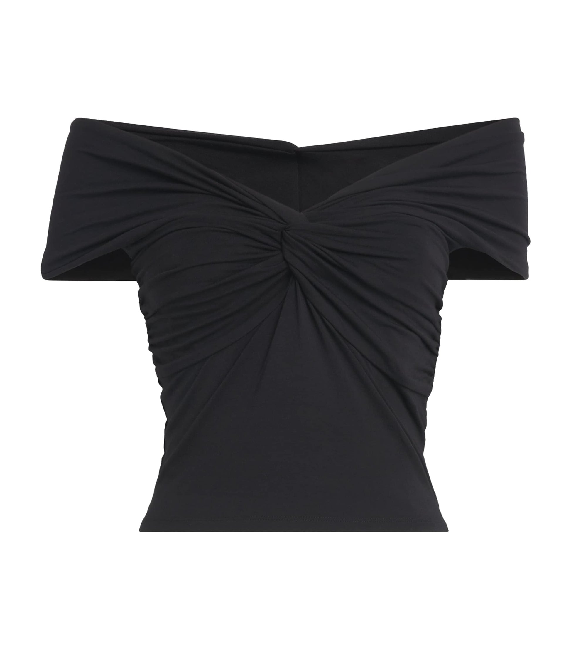 Good American Black Stretch-Jersey Twist Off Crop Top