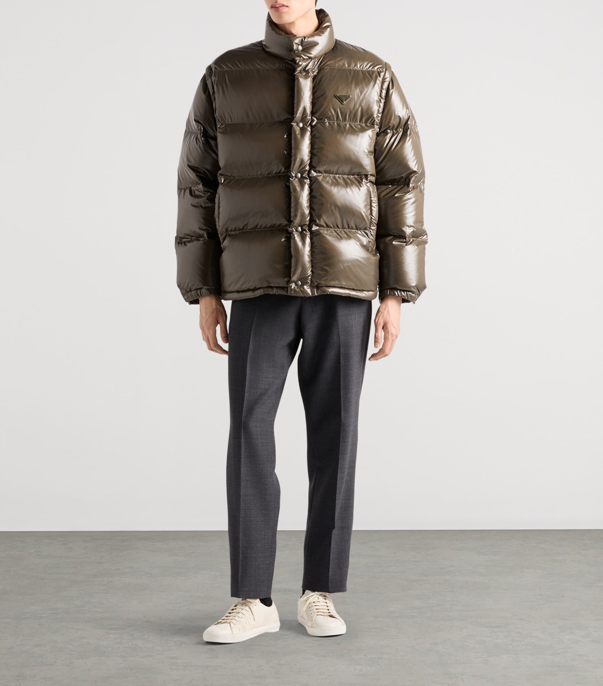 Green Re-Nylon Logo Puffer Jacket