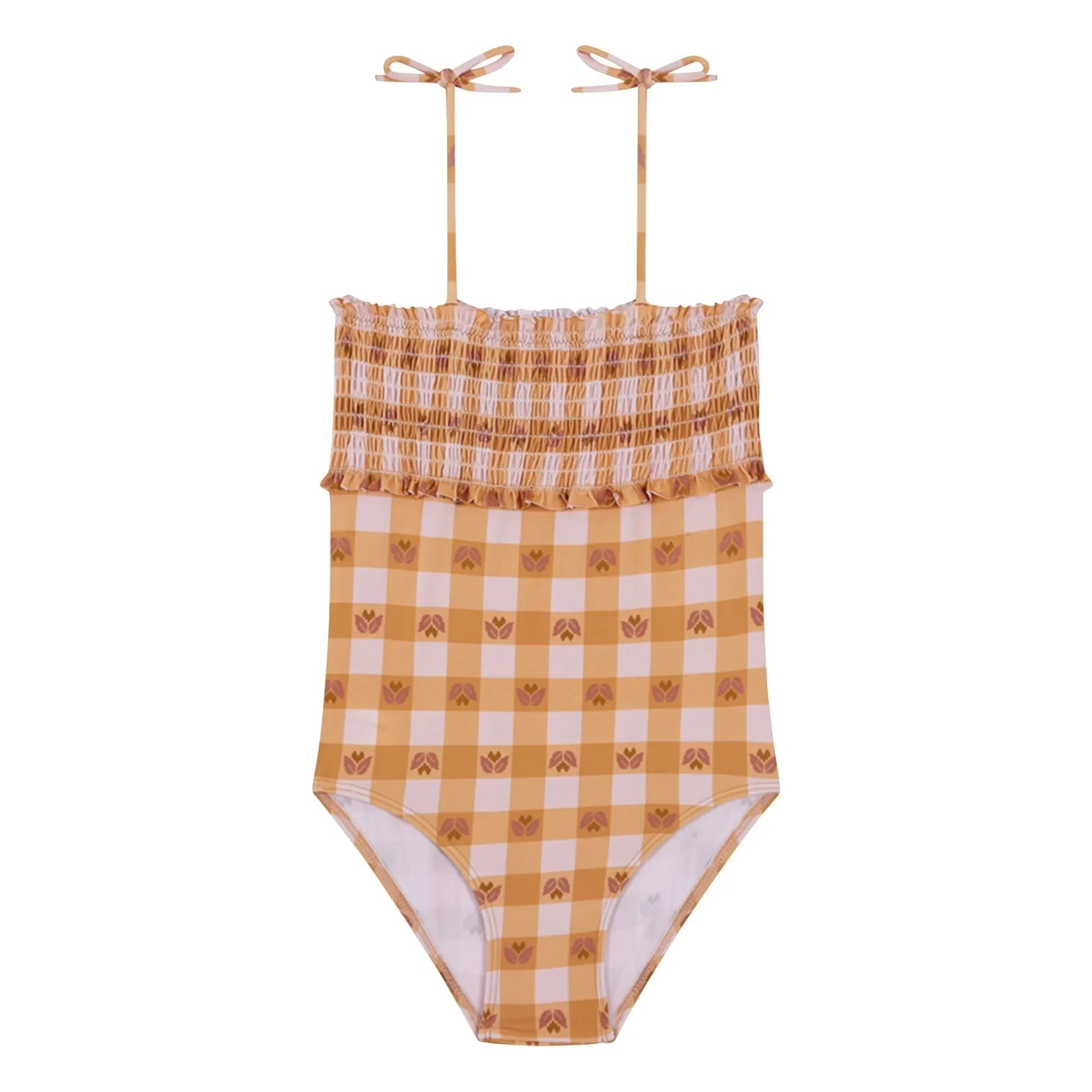 birinit - Peñalba Carreaux Swimsuit | Ochre