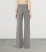 Valentino White Wool-Blend Speckled Wide-Leg Trousers
