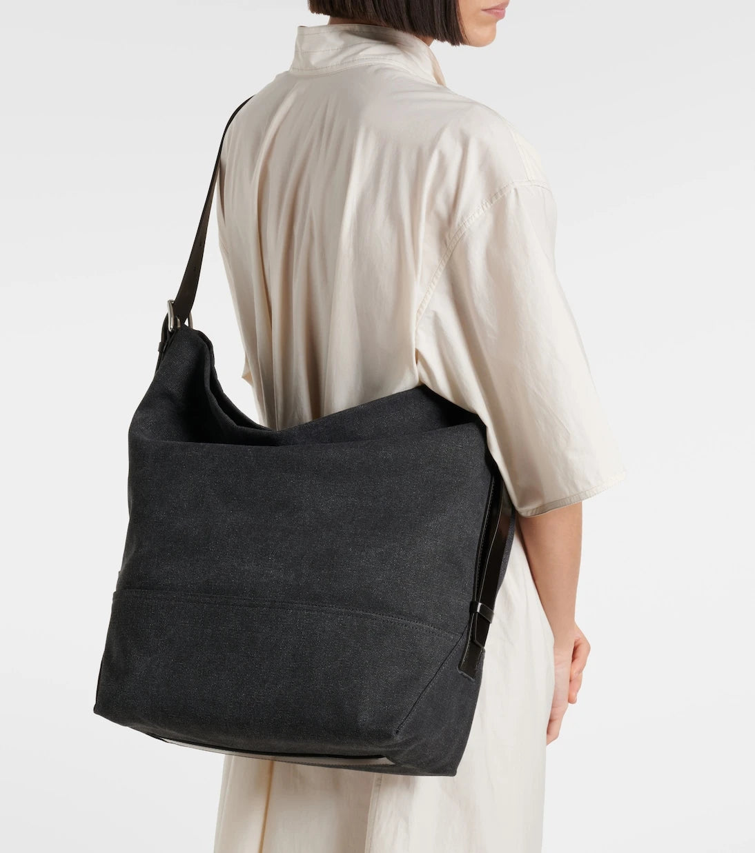 Lemaire - Belted leather-trimmed canvas tote bag