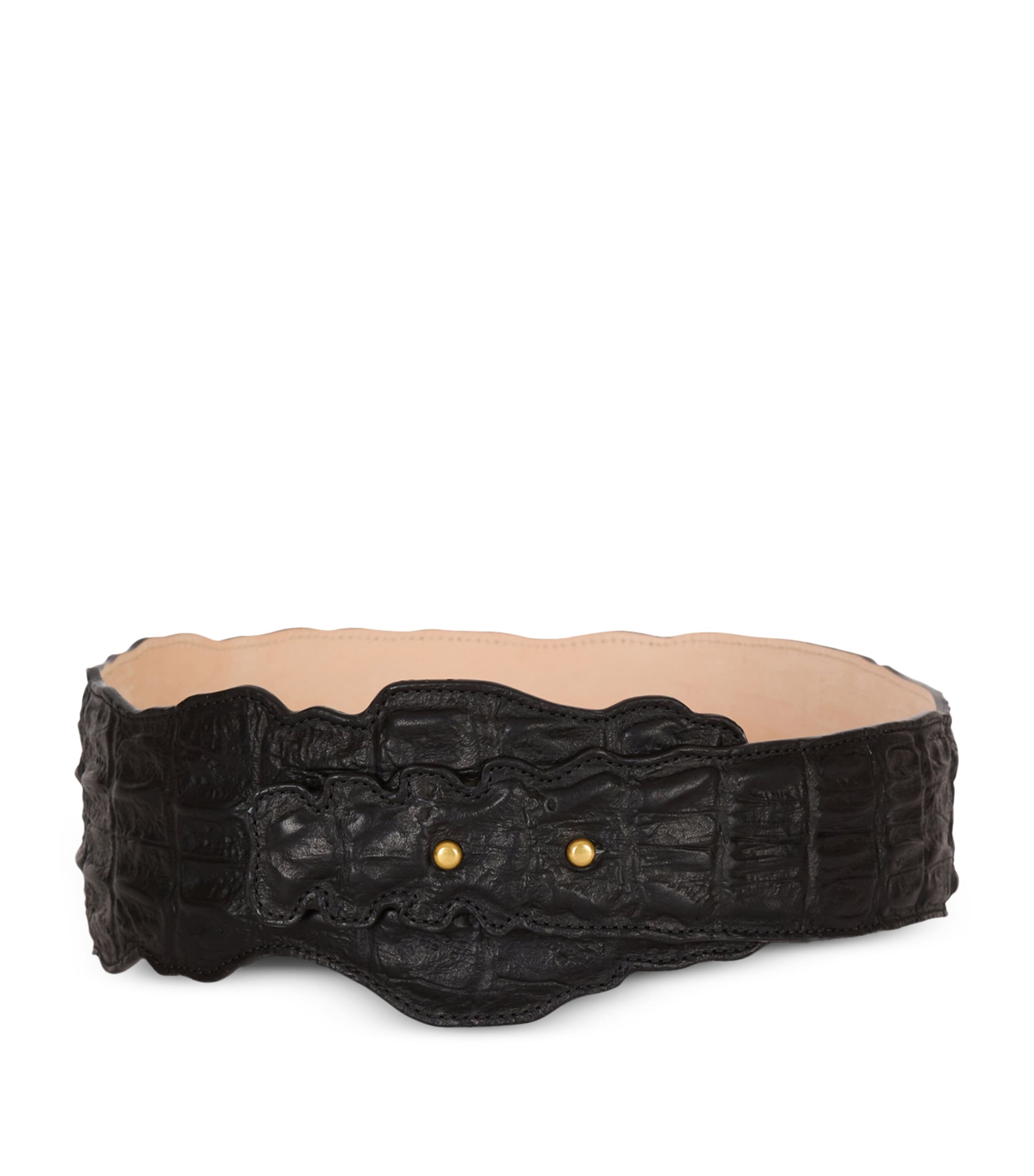 Balmain Black Leather Croc-Embossed Belt