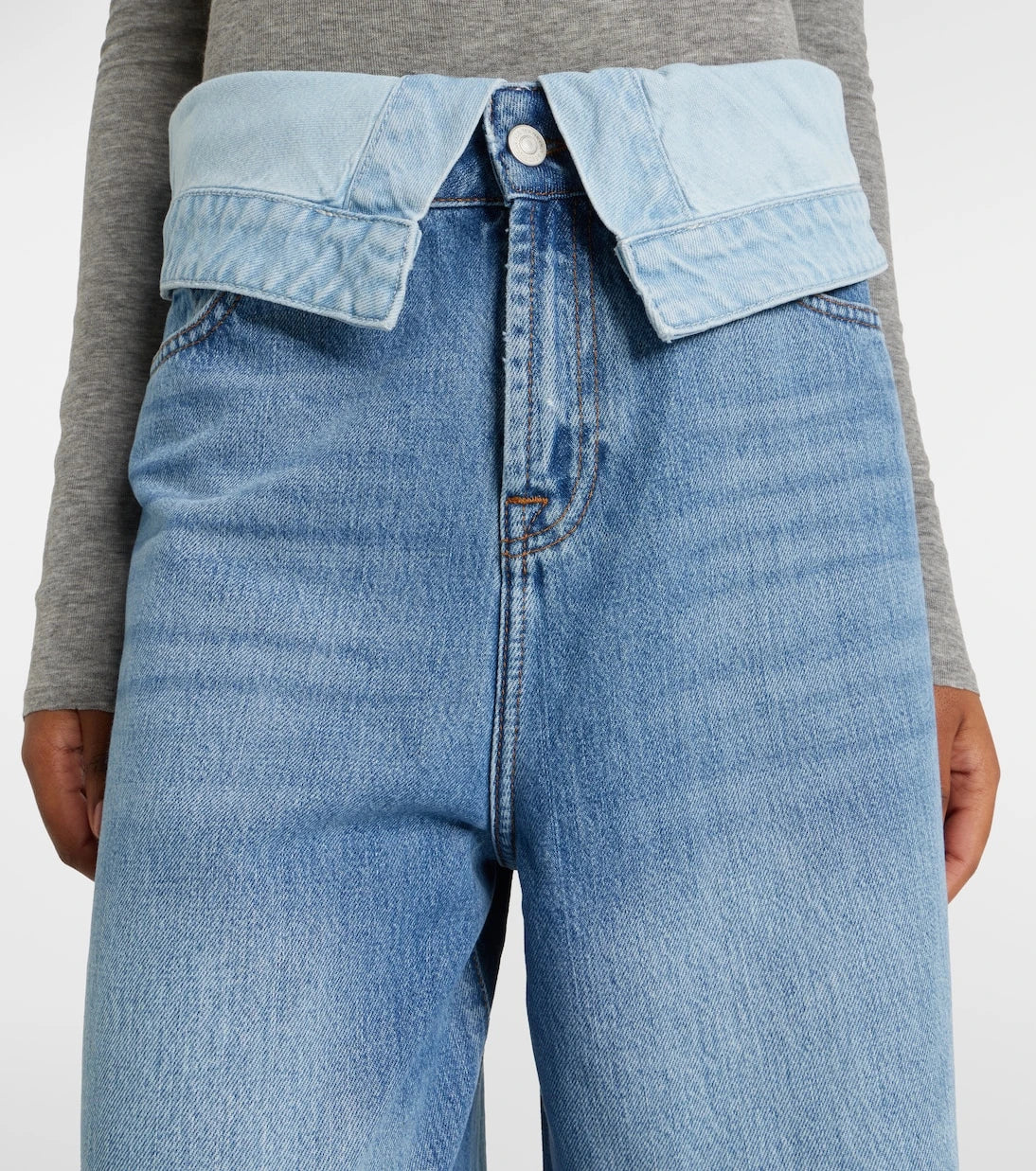 7 For All Mankind - بنطلون جينز واسع الساقين بطبقتين واسع